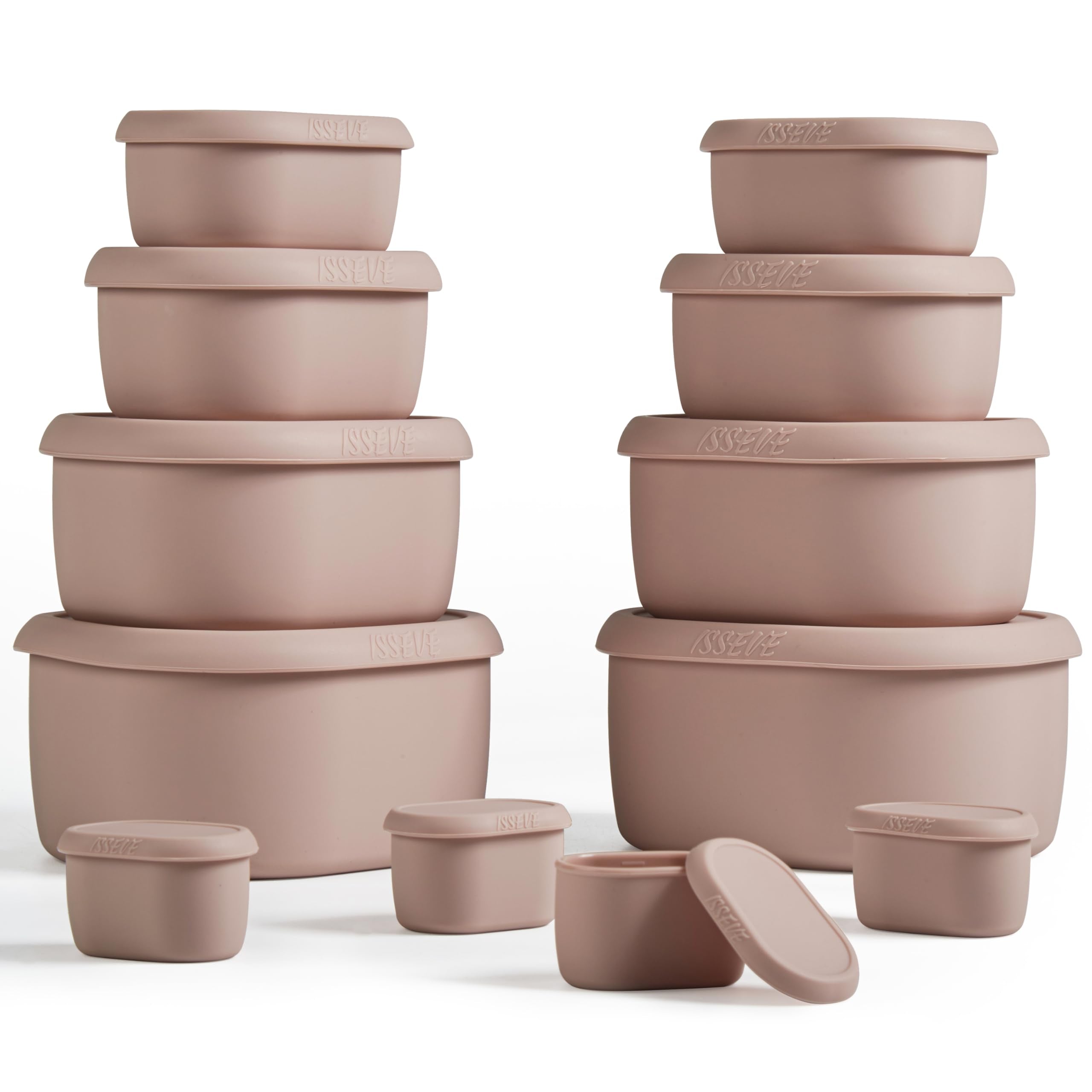 ISSEVE 12Pcs/Set Nesting Silicone Food Storage Containers with Lids, BPA Free Reusable Meal Prep Silicone Containers Airtight, F