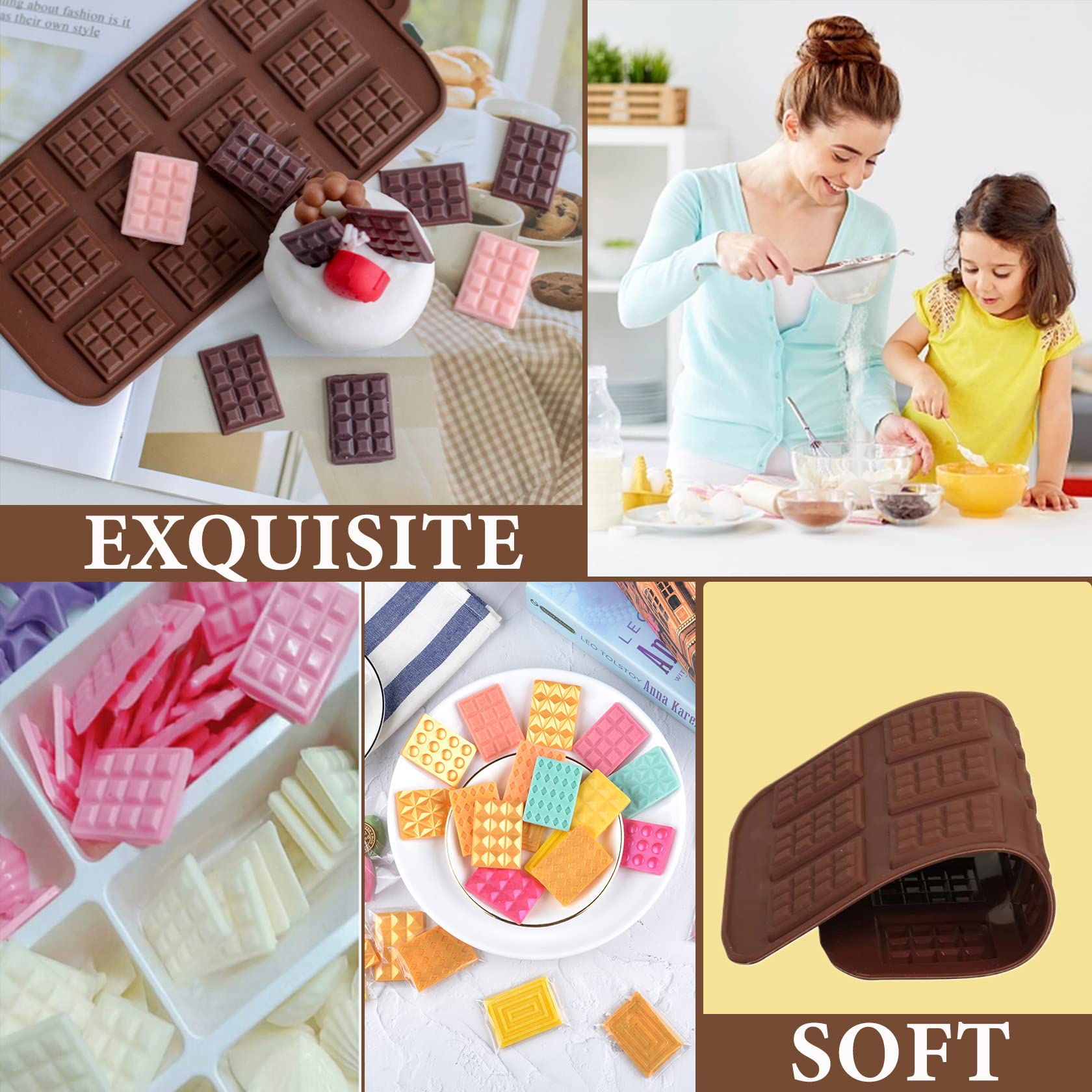 2Pcs Chocolate Molds Silicone,Mini Rectangular Shaped Chocolate Bar Mold Non-Stick Mini Chocolate Candy Mold Silicone For Chocol