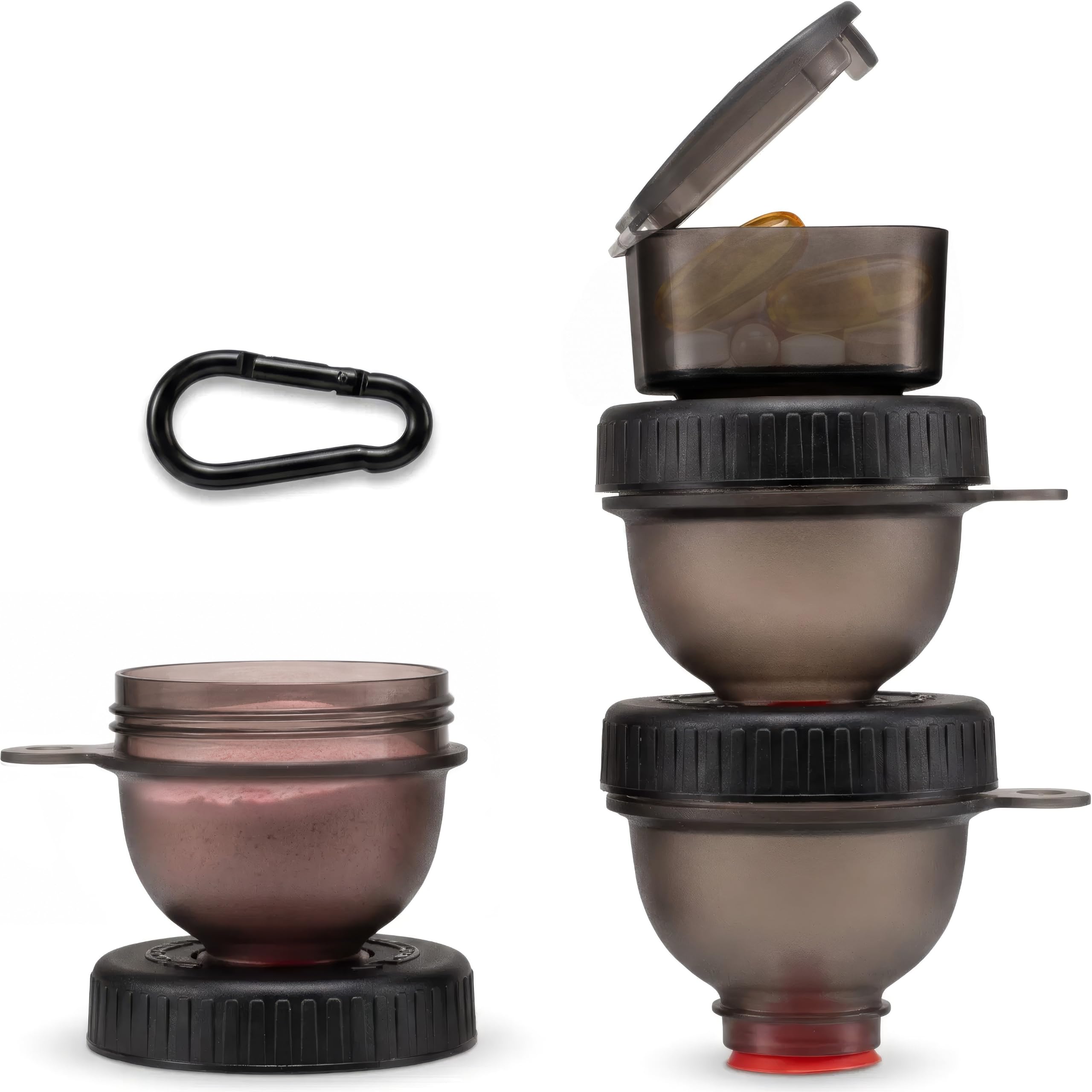 Hydra Cup 4 Piece Small Funnel Set, 3 Funnels + Pill Container, 37ml, Black
