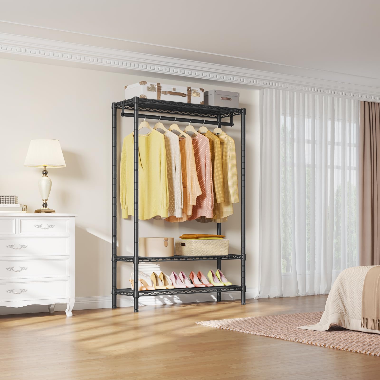 Vipek V1S Wire Garment Rack 3 Tier Heavy Duty Clothes Rack For Hanging Clothes Portable Closet With Hanging Rod Adjustable Wire