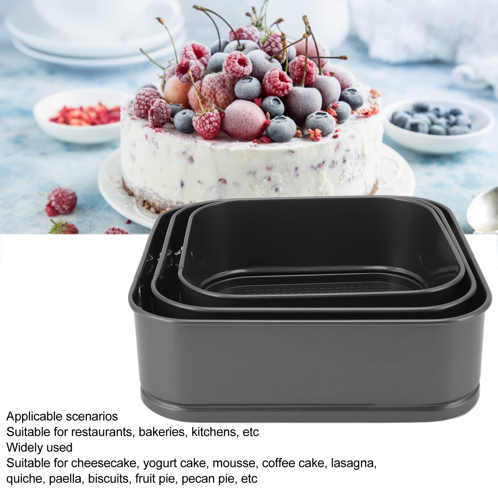 Hywhuyang 3Pcs Cake Pan Set For Baking, Springform Pan Cake Pan Square Cake Pan Nonstick Cheesecake Pan With Removable Bottom Fo