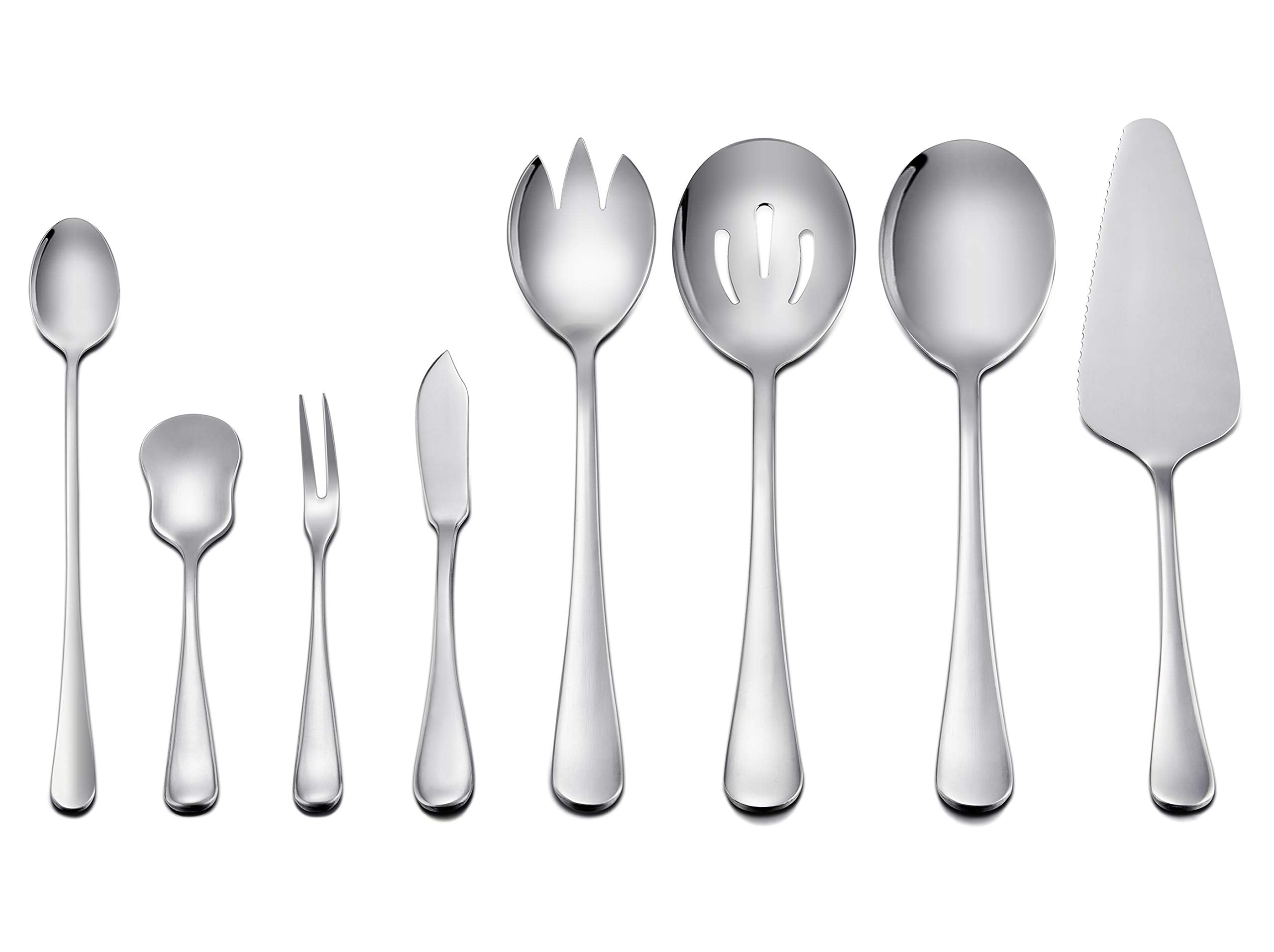 Lianyu 8 Piece Serving Utensils, Stainless Steel Flatware Hostess Serving Set, Mirror Finished, Dishwasher Safe
