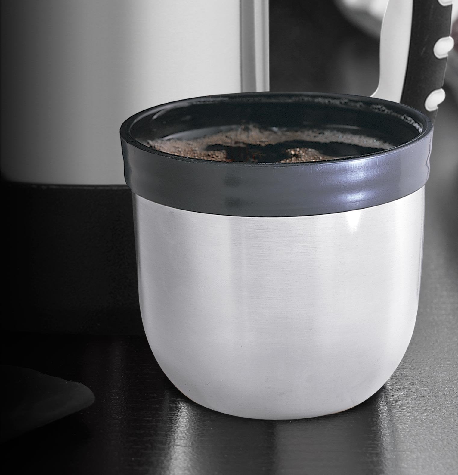 Thermos The Rock Vacuum Insulated 1 Liter Beverage Bottle, Stainless Steel/Black, 1.1 Quart (2510Tri2)