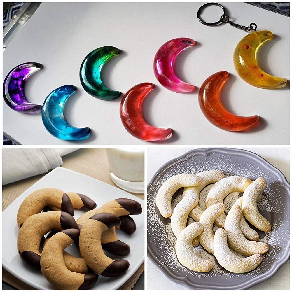 Fewo 2 Pack Moon Ice Cube Tray Silicone Crescent Mold For Chocolate Candy Gummy Jello Jelly Resin Cake Mini Soap Wax Crayon Melt
