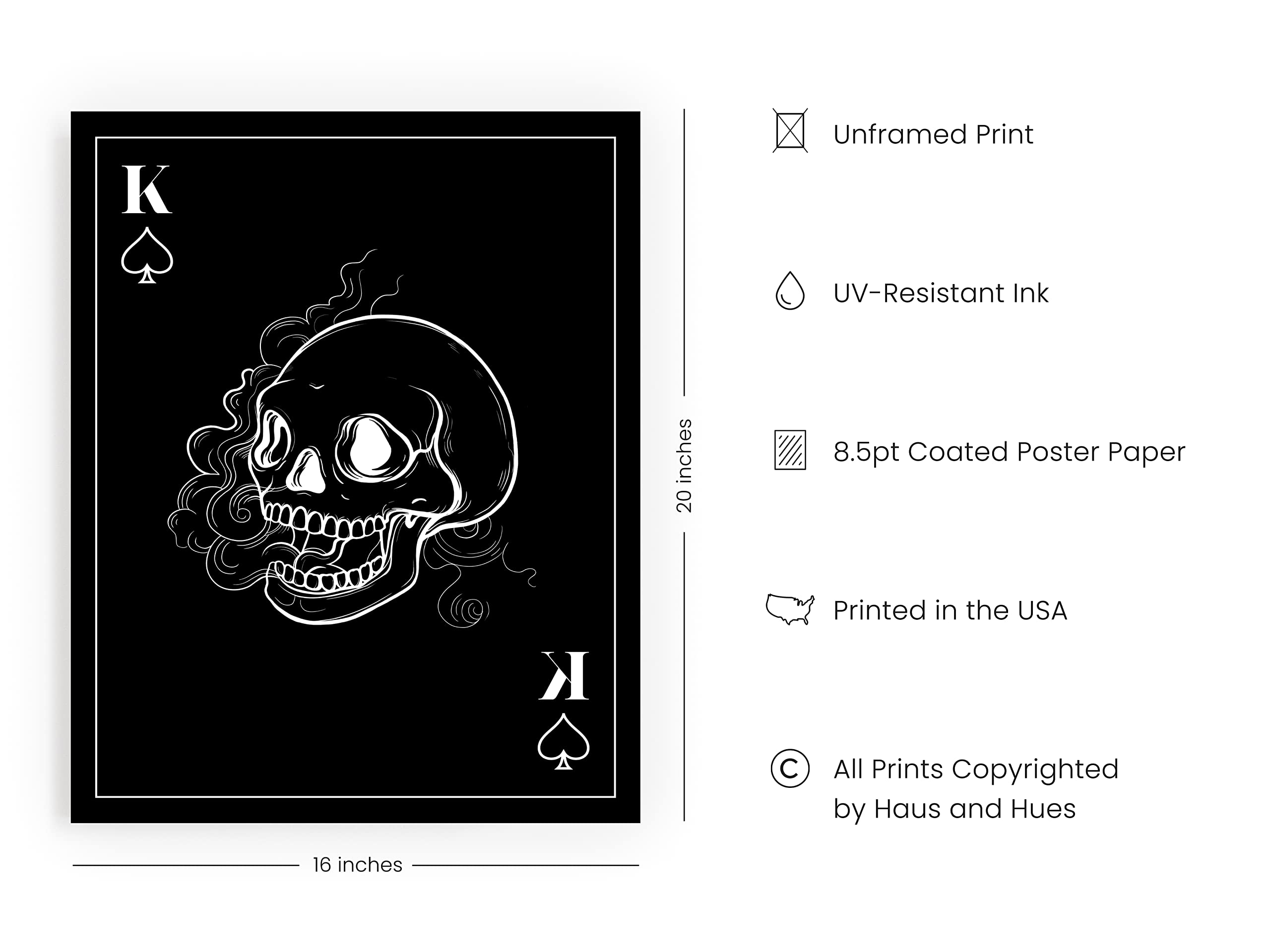 Haus And Hues Skull Wall Art - Skull Wall Decor Halloween Art, Skull Poster Halloween Wall Art, Skull Art Creepy Wall Art Hallow