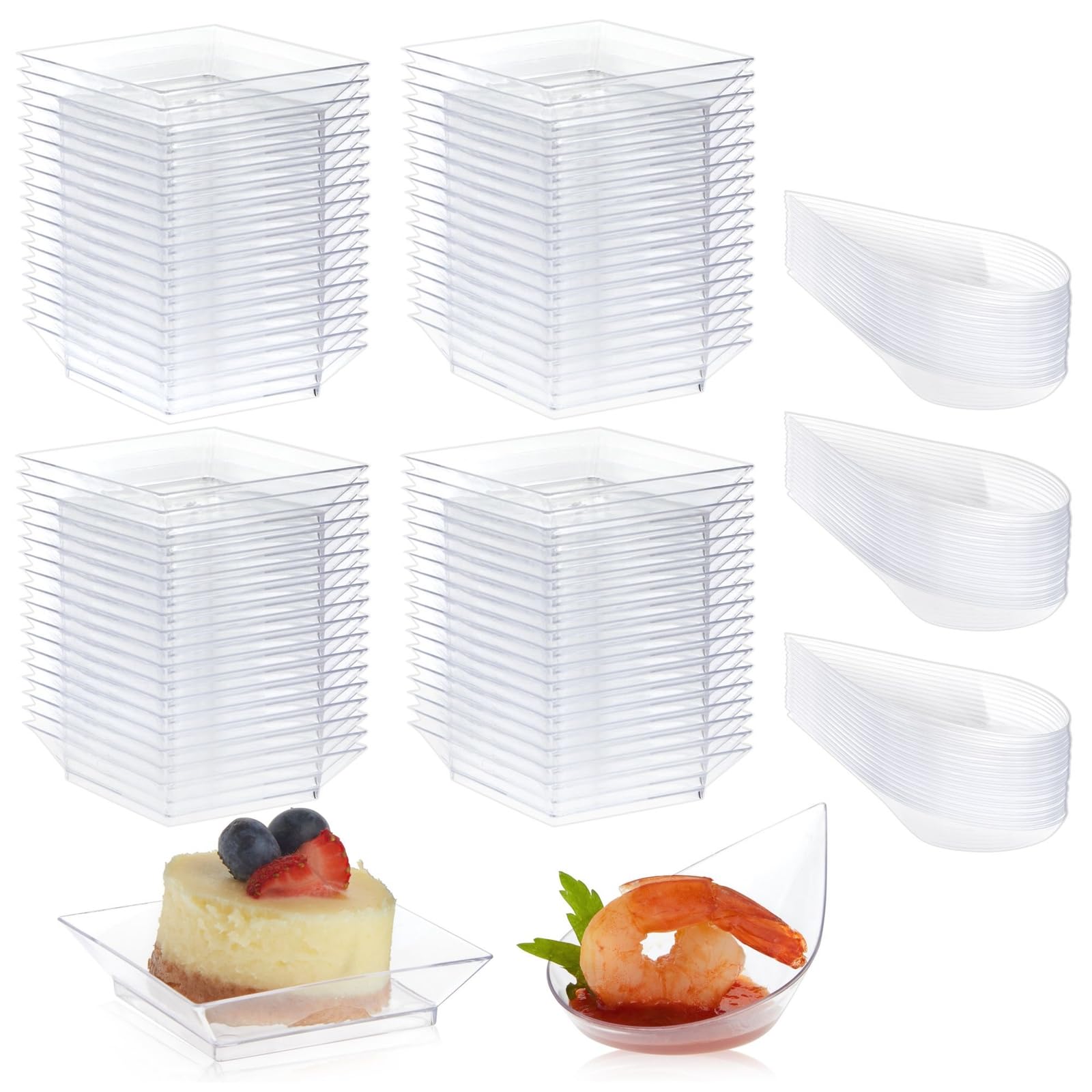Juvale Mini Appetizer Plates And Tear Drop Spoons For Weddings (Clear, 72 Pieces)