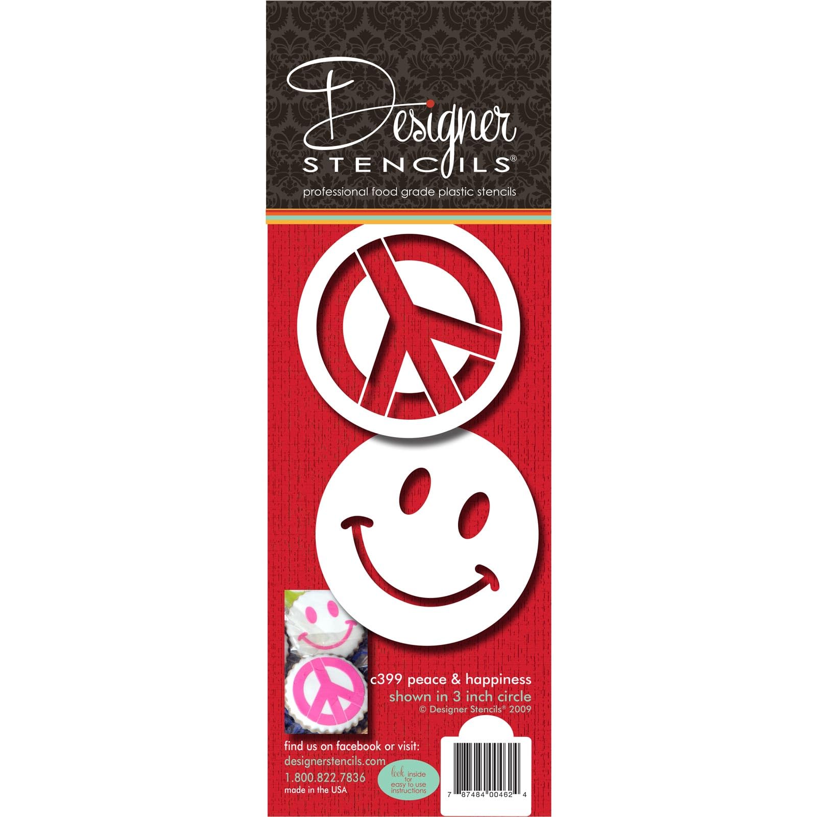 Designer Stencils Peace & Happiness Cookie Set Stencils, Beige/Semi-Transparent