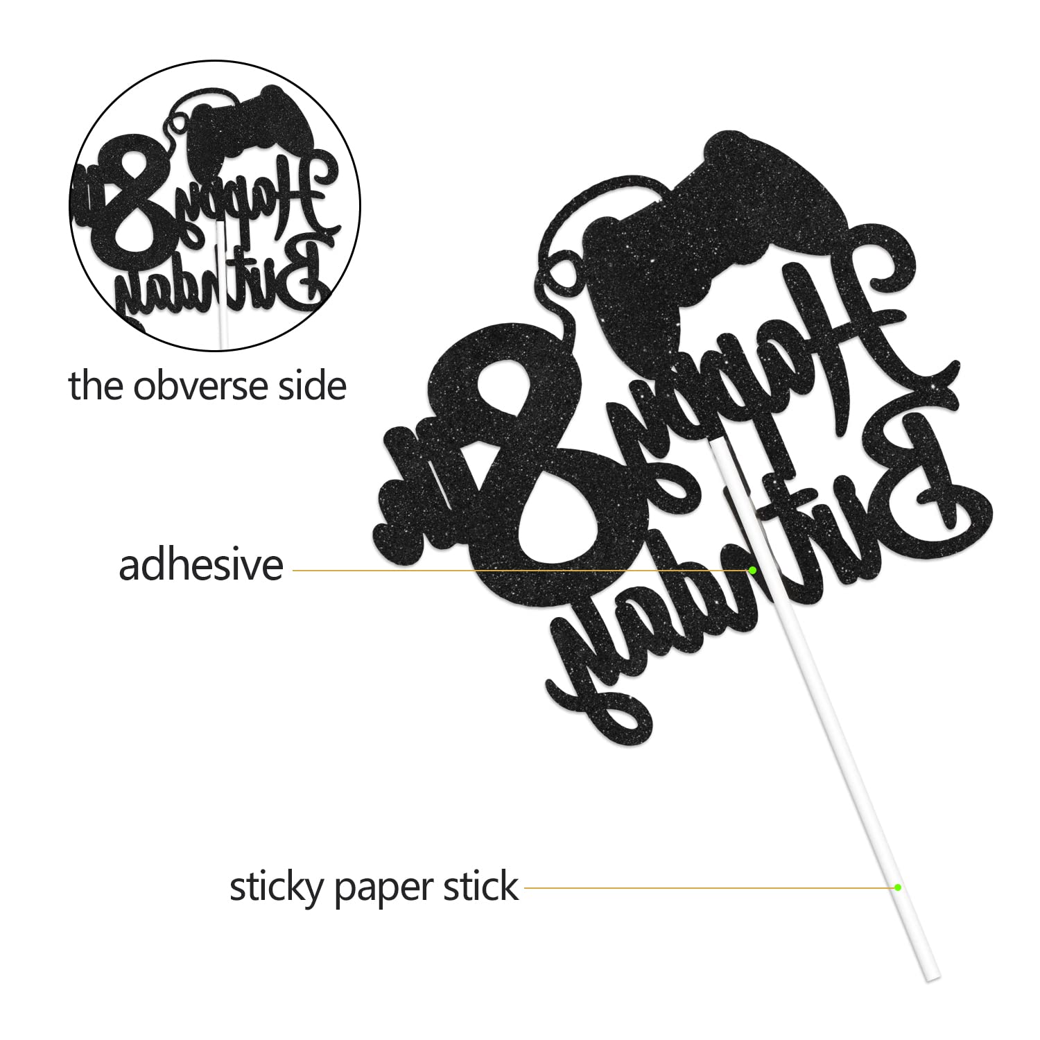 Video Game Happy 8Th Birthday Cake Topper - Video Game Boy'S 8Th Birthday Party Blue Cake Supplies - Game On Level Up Winner Par