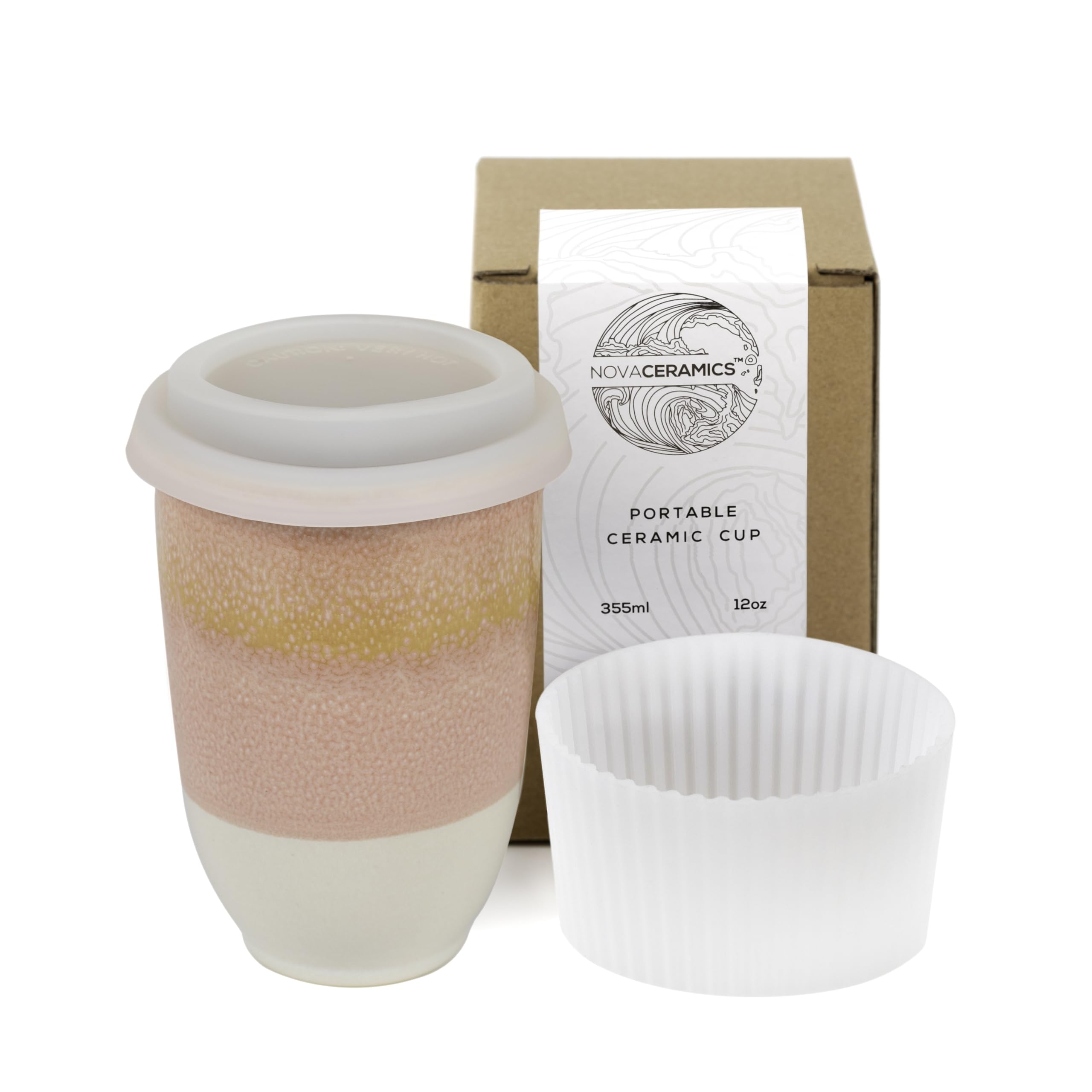 NOVA CERAMICS Travel Mug - Travel Coffee Mug - Iced Coffee Cup Unique to Go Mug - Microwave & Dishwasher Safe Coffee Pink Tumble