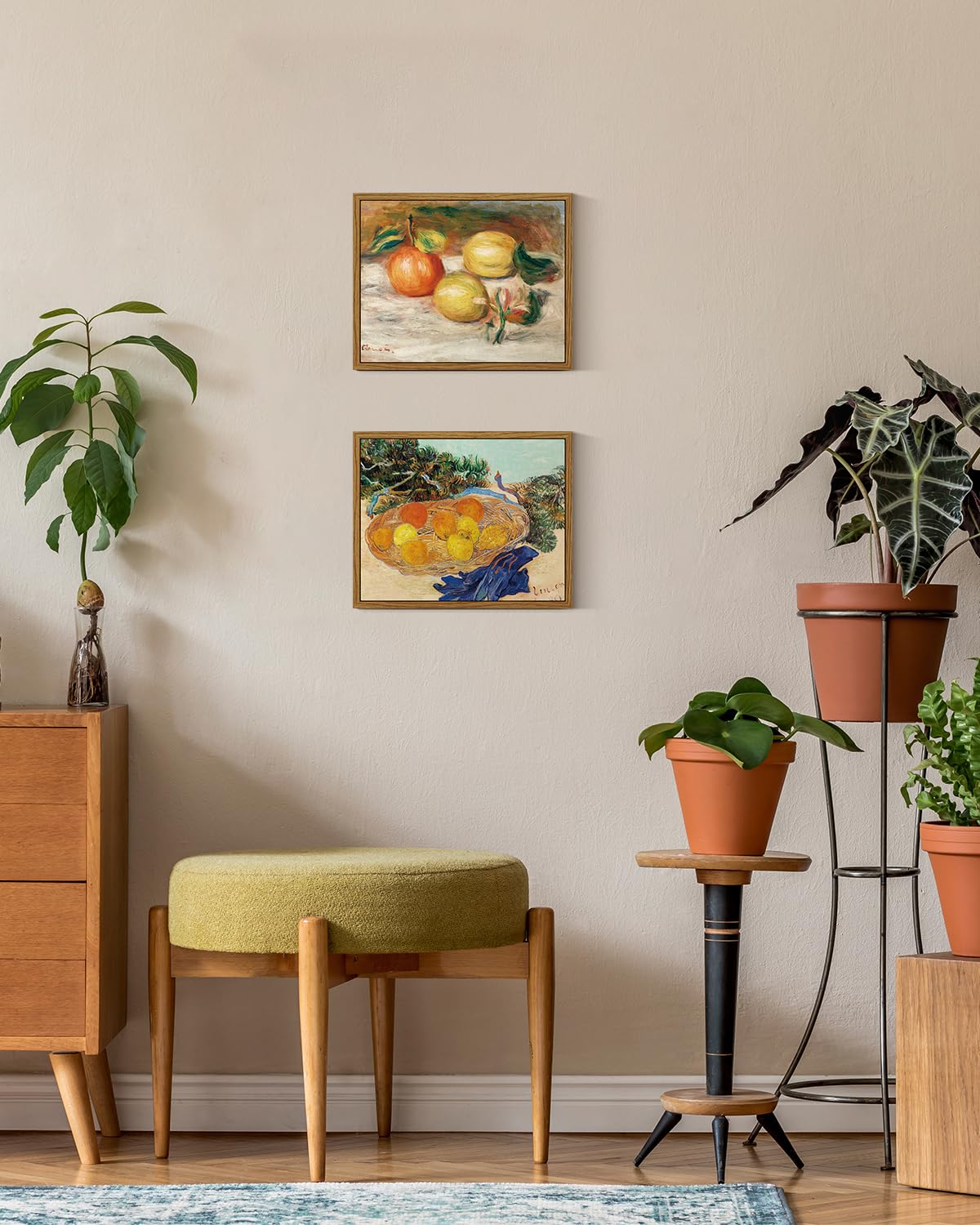 Arpeotcy Framed Canvas Lemons Wall Art, Vintage Still Life Wall Art Home Decor, Classical Farmhouse Fruit Oil Painting Wall Deco