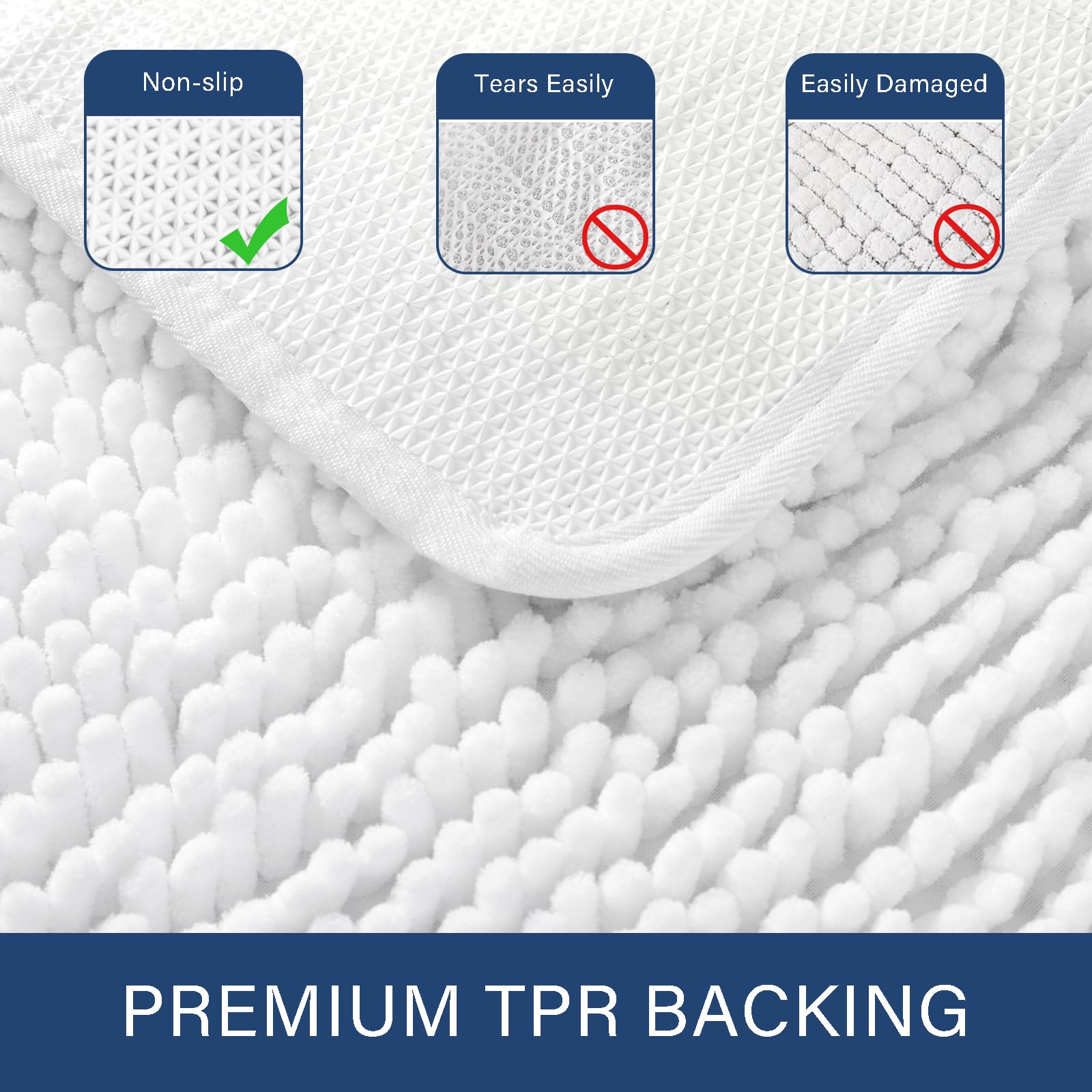 Lochas Bathroom Rugs Sets 2 Piece, 17 X 24 Plus 20 X 32 Inches Thick Non Slip Bath Rug Set, Absorbent Soft Chenille Bathroom Rug