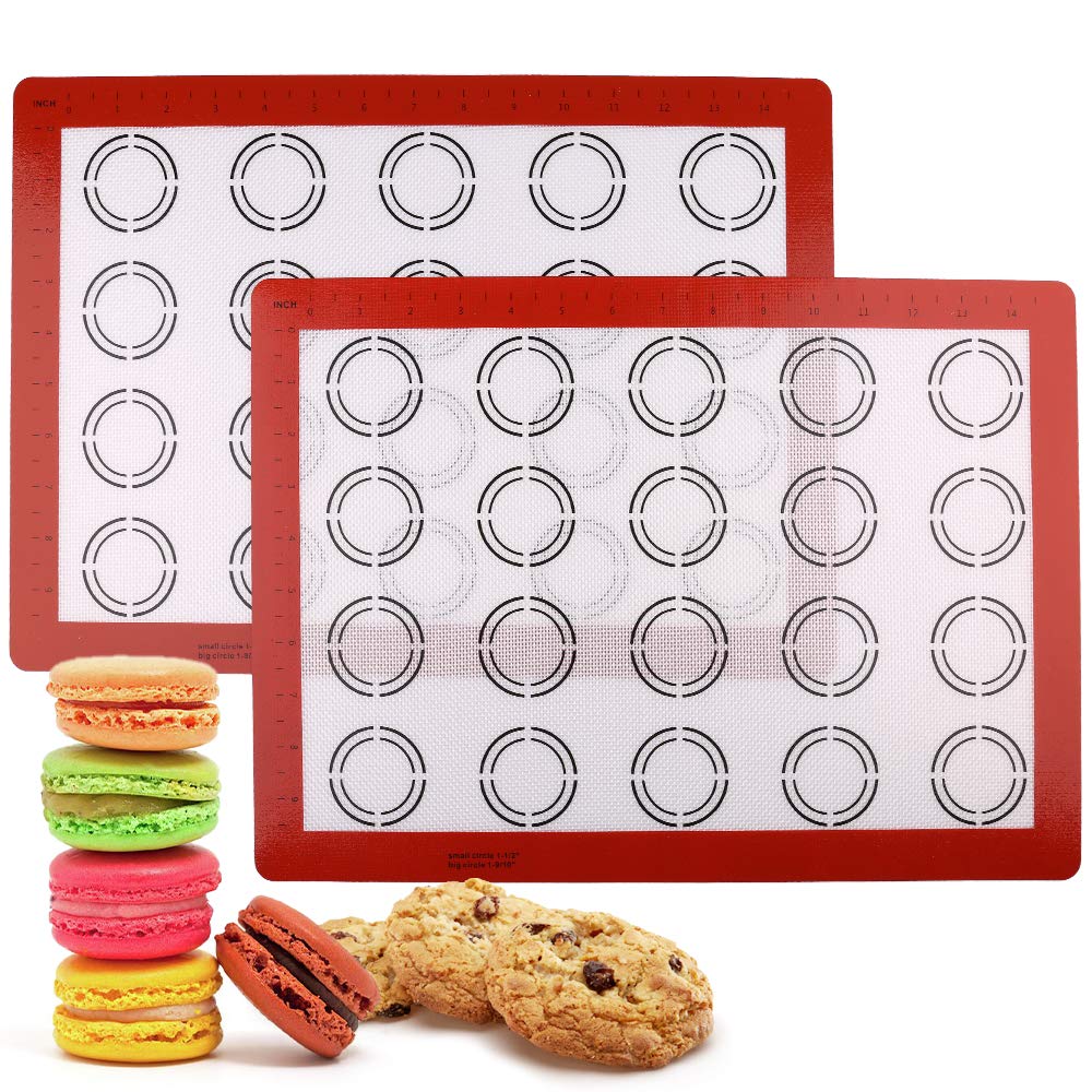 Lotfancy Silicone Baking Mat, 2 Pack Non Stick Macaron Baking Liner For Cookies, Rolling Dough, Bread And Pastry, Reusable Bakin