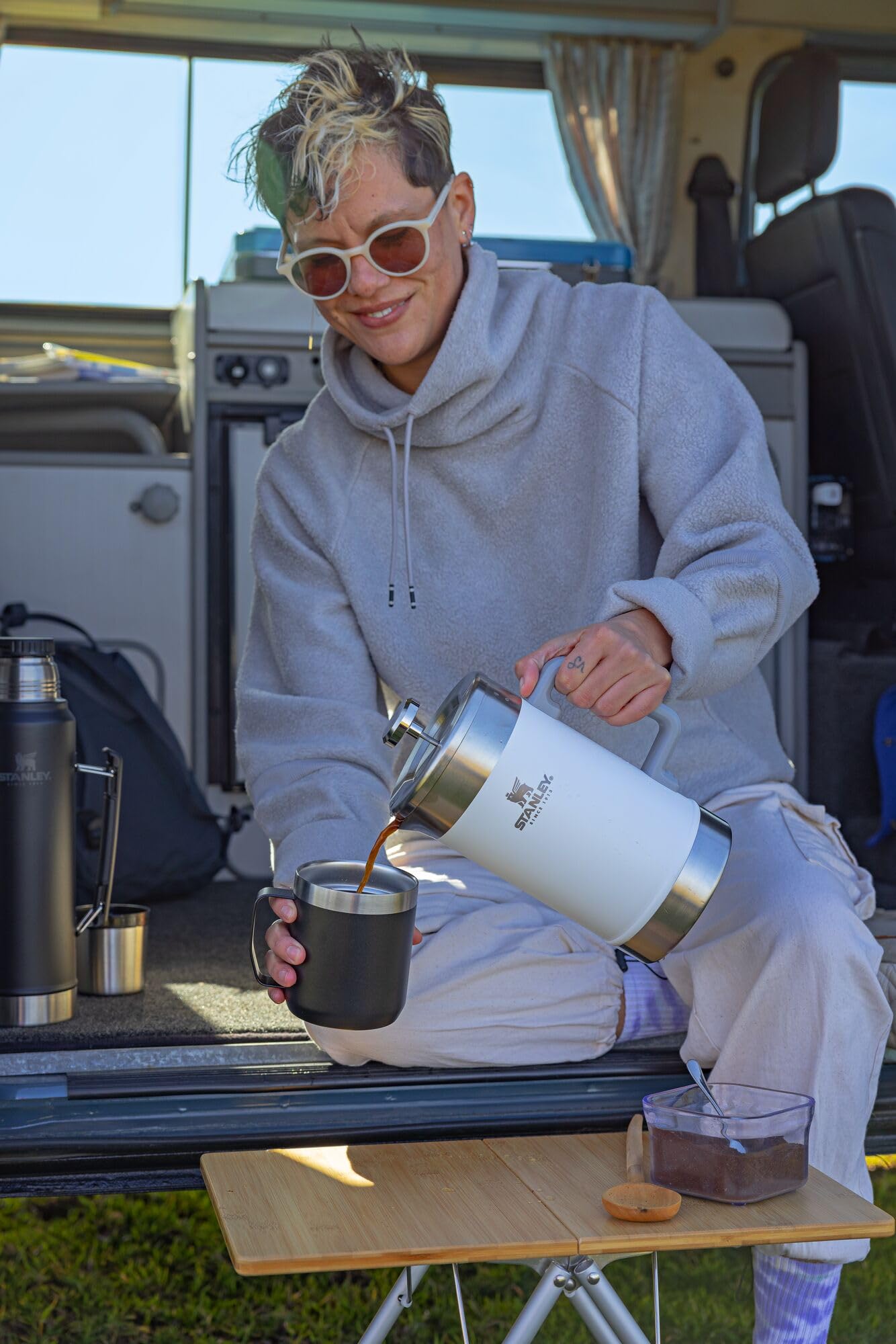 Stanley Stay Hot Camp Mug - Durable 18/8 Stainless Steel Insulated Mug - Splash-Free Tritan Drink-Thru Lid - 12 Oz - Matte Black