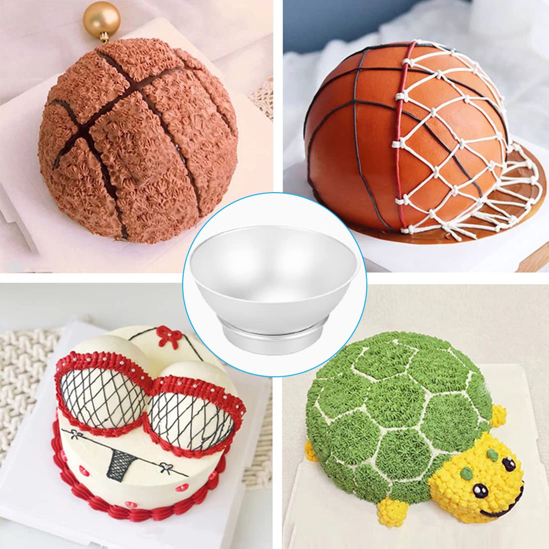 Qicfrk Cake Sphere Pan Half Ball Cake Pan 8 Inch Ball Pan 3D Cake Pan Ball To Create Any Ball Shaped Cake Soccer Shaped Baking P