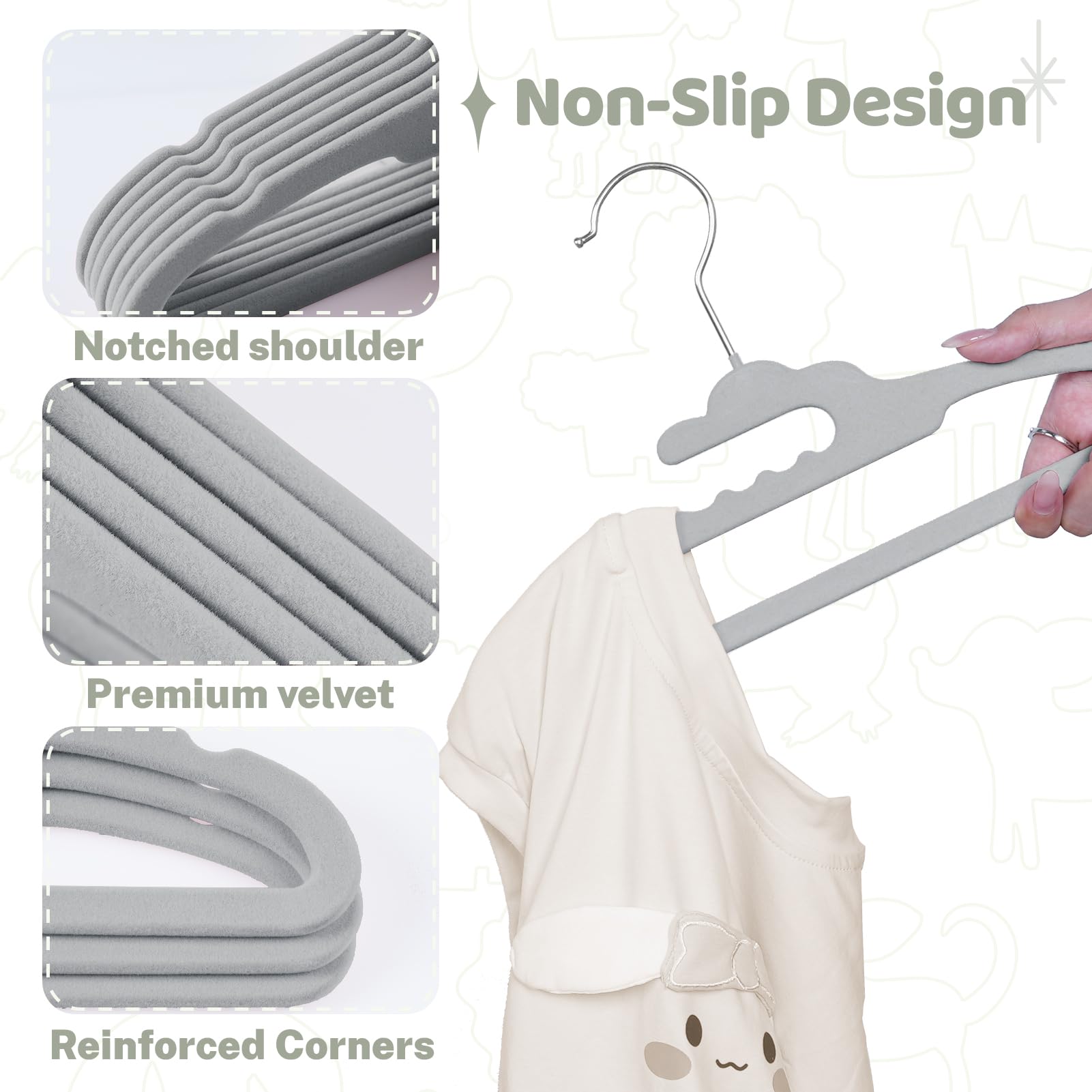 House Day Premium Baby Velvet Hangers 50 Pack For Kids, Non Slip Baby Clothes Hangers For Closet, 11 Inch Children'S Hanger Spac
