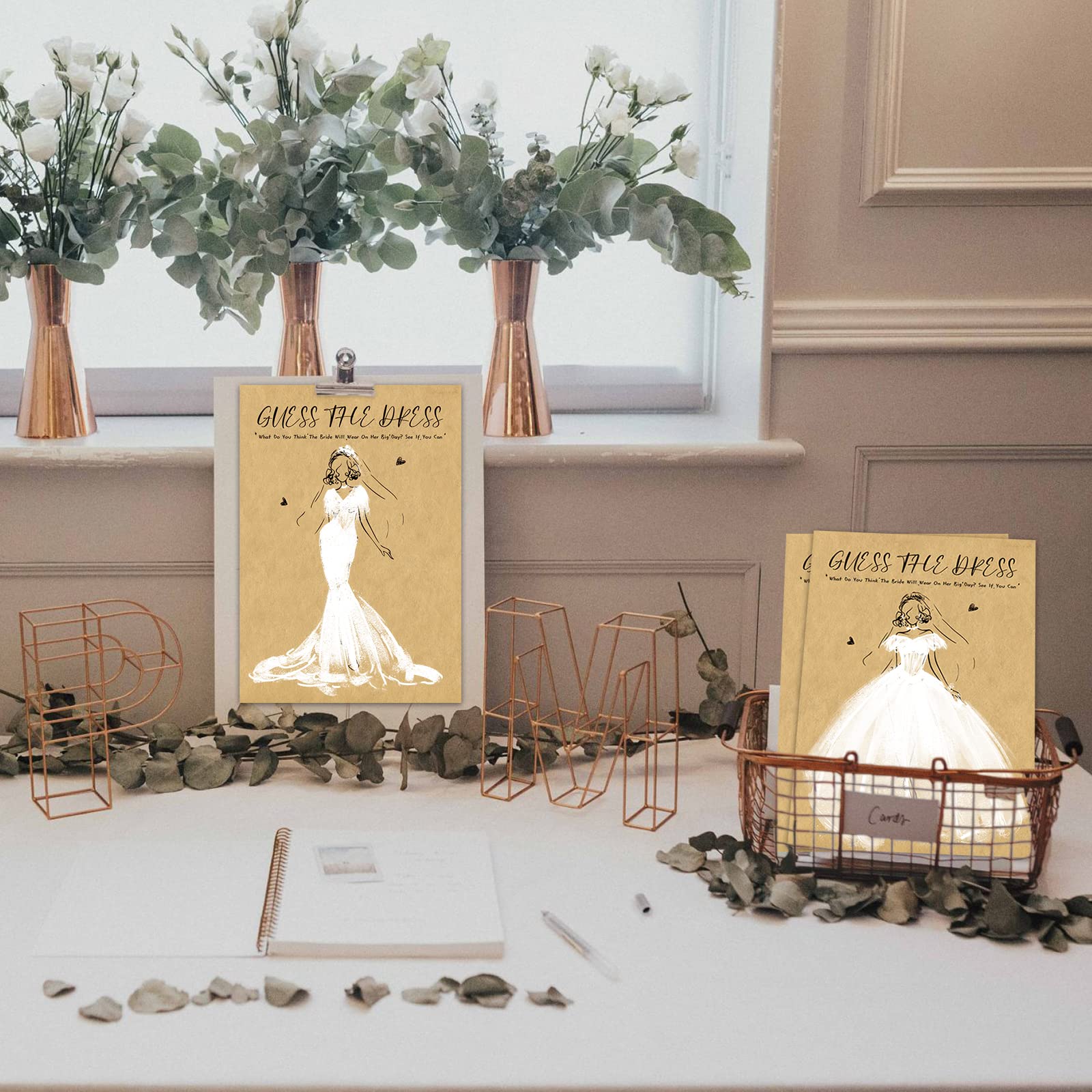 Kalefo Bridal Shower Games - Set Of 25 Cards Guess The Dress Wedding Game Party Supplies Favors