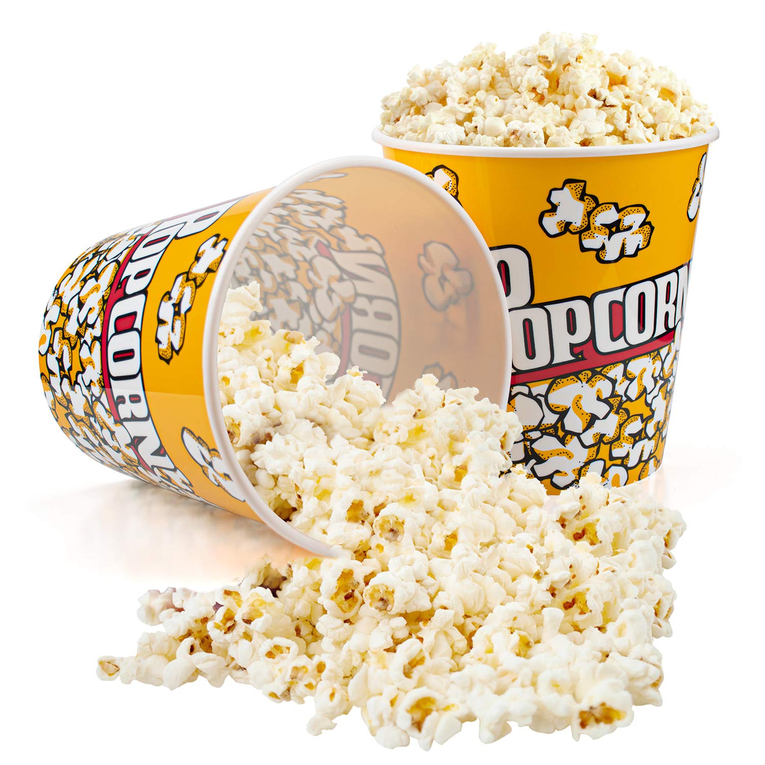 Tebery 12 Pack Plastic Popcorn Containers Reusable Popcorn Bucket Tub For Movie Night - 7 X 7 Inches