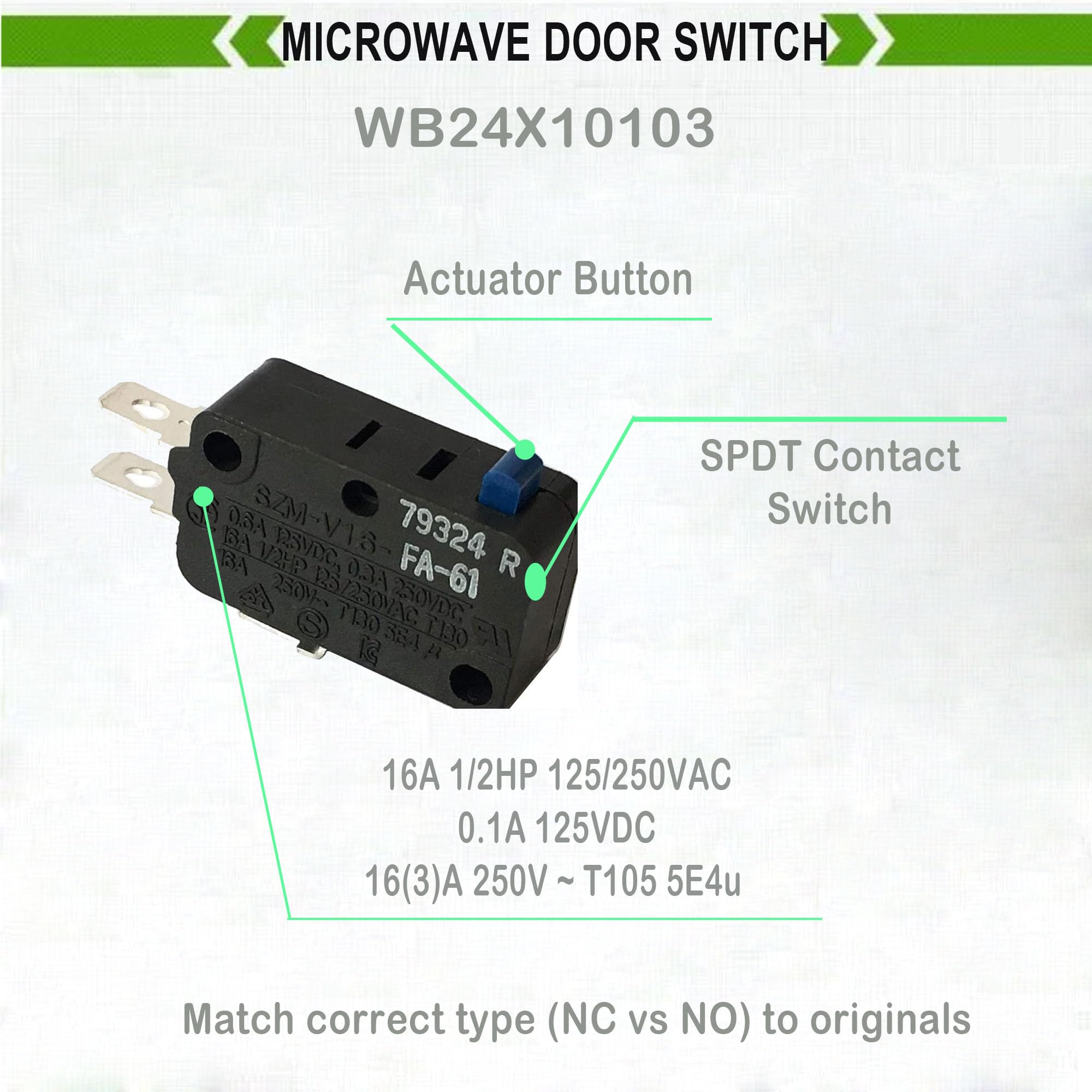 Lonye Szm-V16-Fa-61 Wb24X10103 Microwave Switch Replacement For Ge Microwave 946606 Ap3186054 Ps651389(Pack Of 2)