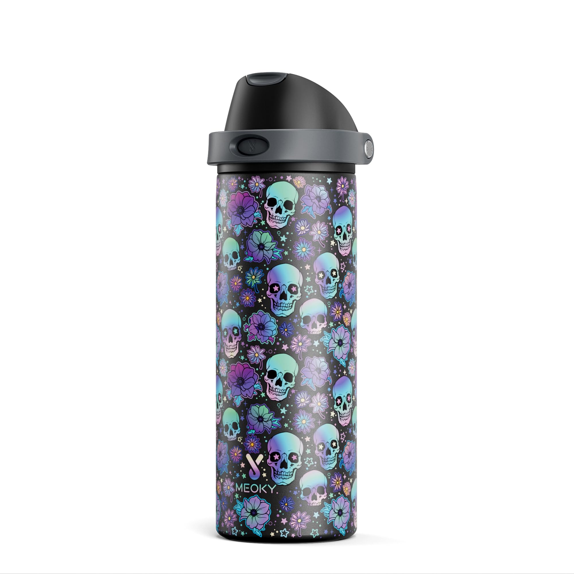 24 oz Halloween Insulated Water Bottle: Meoky Stainless Steel Water Bottle with 2-in-1 Straw and Spout Lid - Leak Proof, Fits in