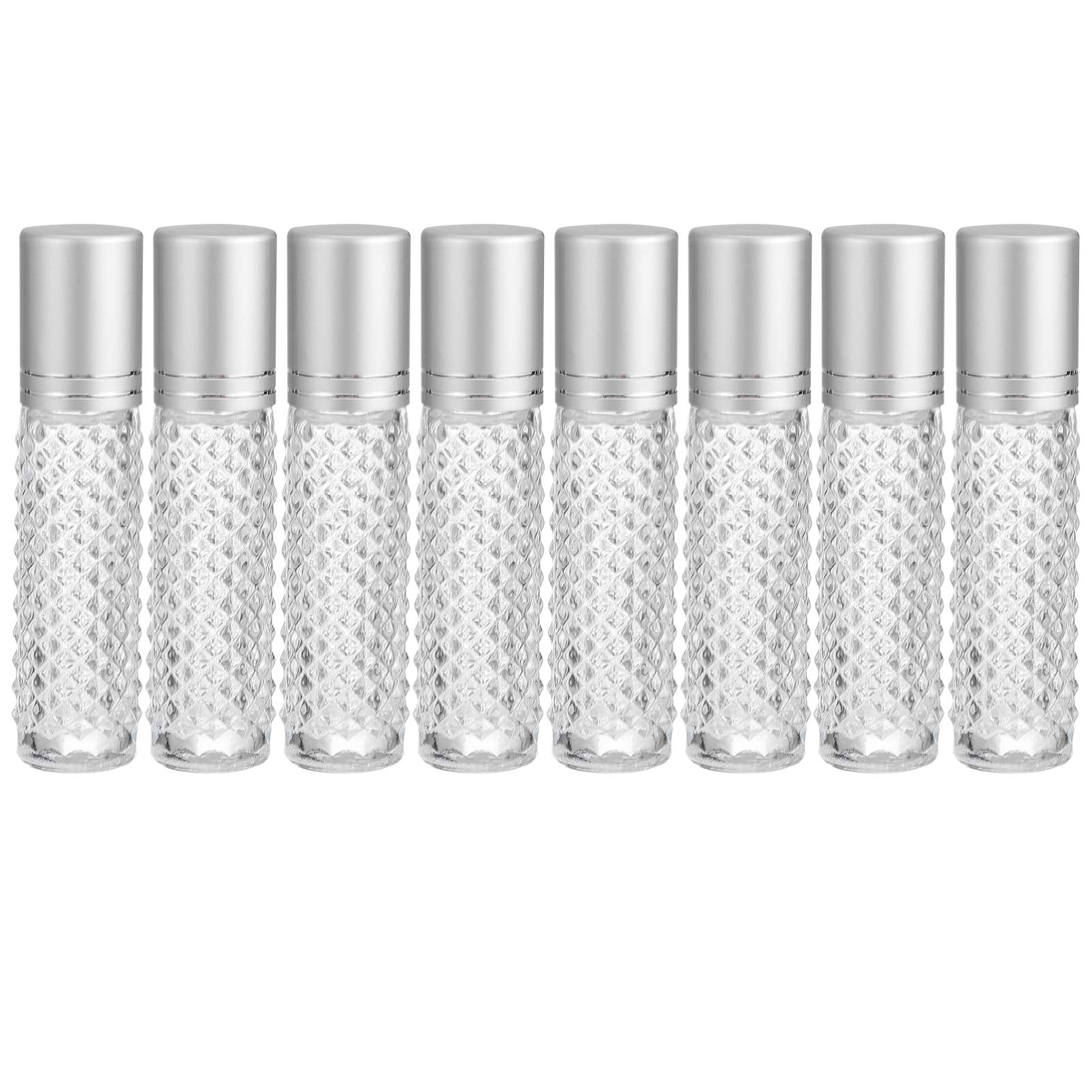 Beaupretty 8 pack Refillable Roller Ball Bottles 10 ml Glass Essential Oil Roller Bottles Leak Resistant Roll on Containers for 