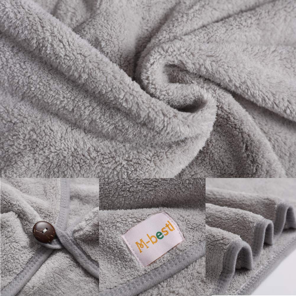 M-bestl 2 Pack Hair Drying Towels, Hair Towel Wrap, Absorbent Microfiber Hair Towel Turban with Button Design to Dry Hair Quickl