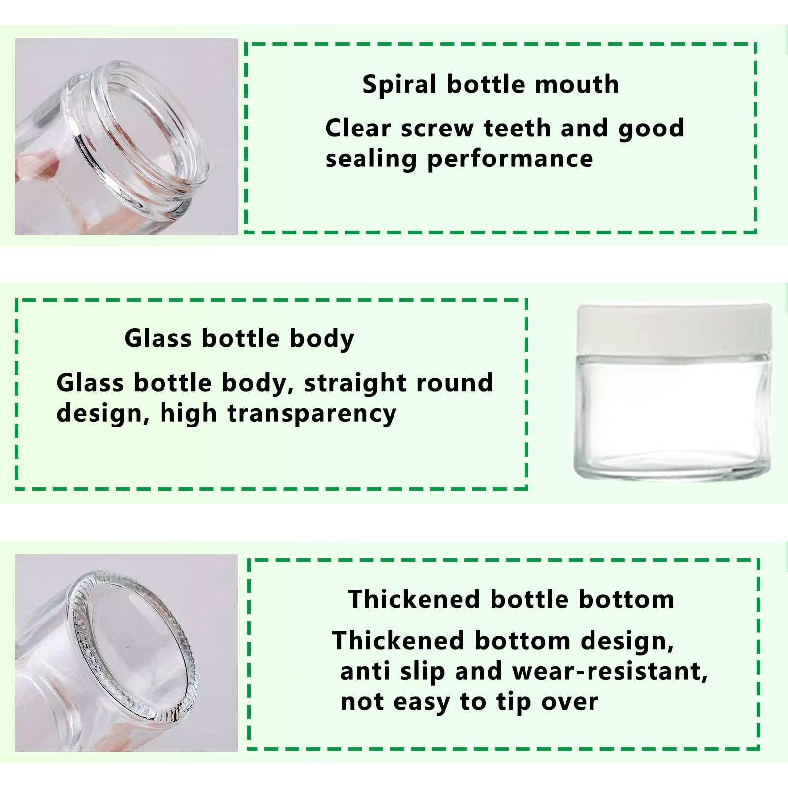 Begiket 4 Pack 2 Oz Glass Jars With Lids,60Ml Empty Round Clear Glass Jars With Inner Liners And White Lids,Cosmetic Containers