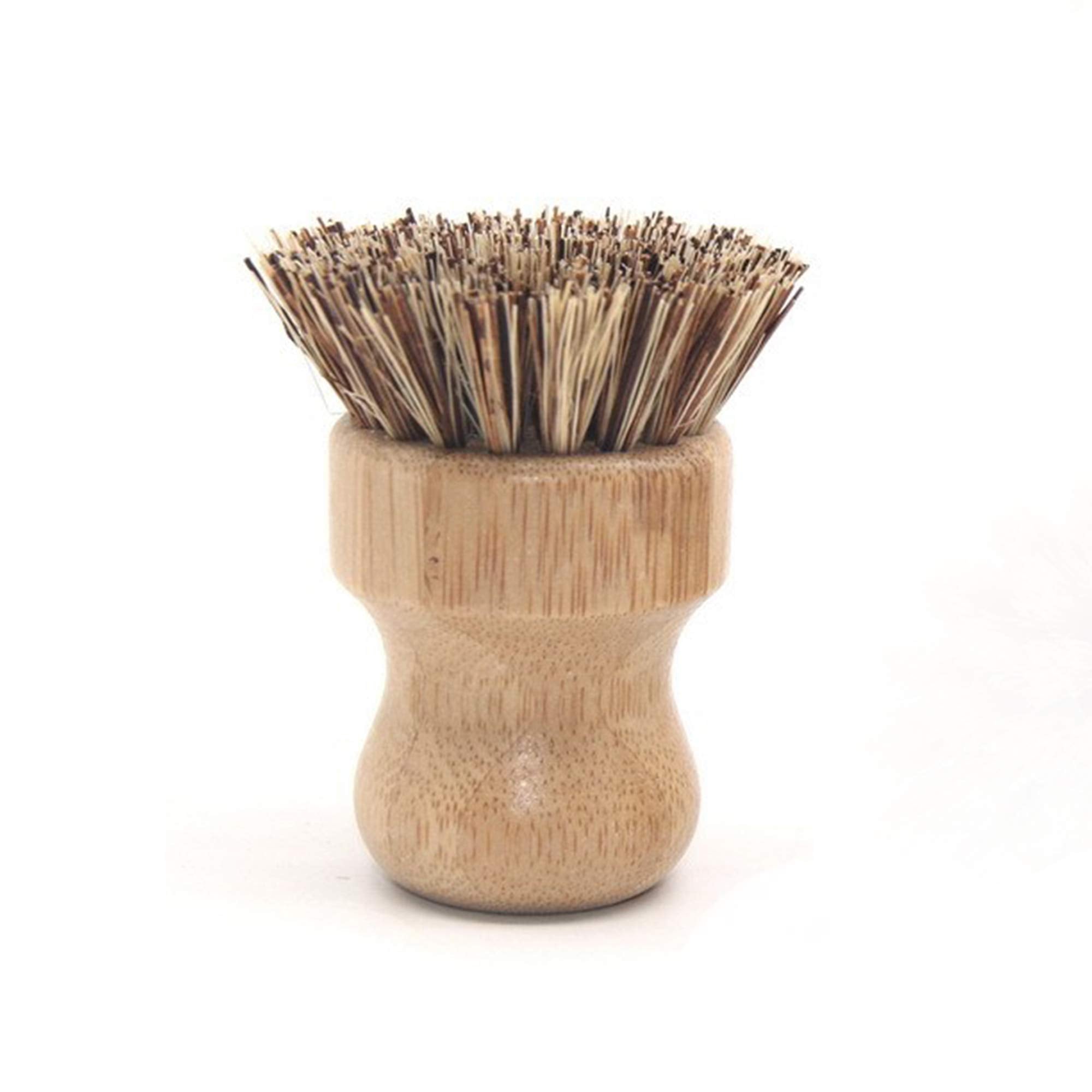 Natural Sisal Dish Washing Brush Bamboo Round Scrub Brush Pots Pans Vegetables Household Cleaning Brush (Palm)