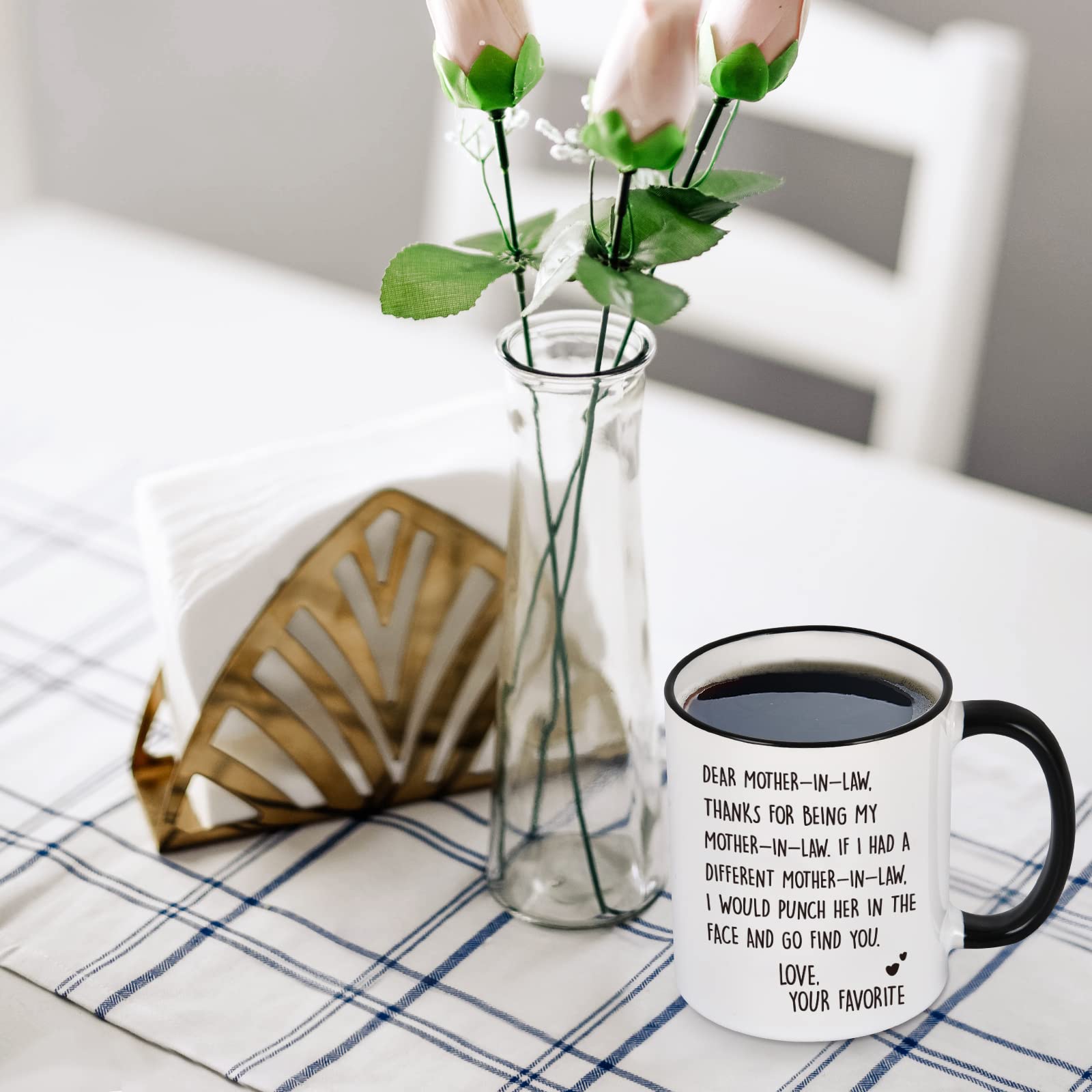 YHRJWN Christmas Mothers Day Gifts from Daughter in Law  Dear Mother in Law Coffee Mug  Mother in Law Gifts from Daughter in Law  Birthday Mother's Day Gifts for Mother in Law  11 Oz White