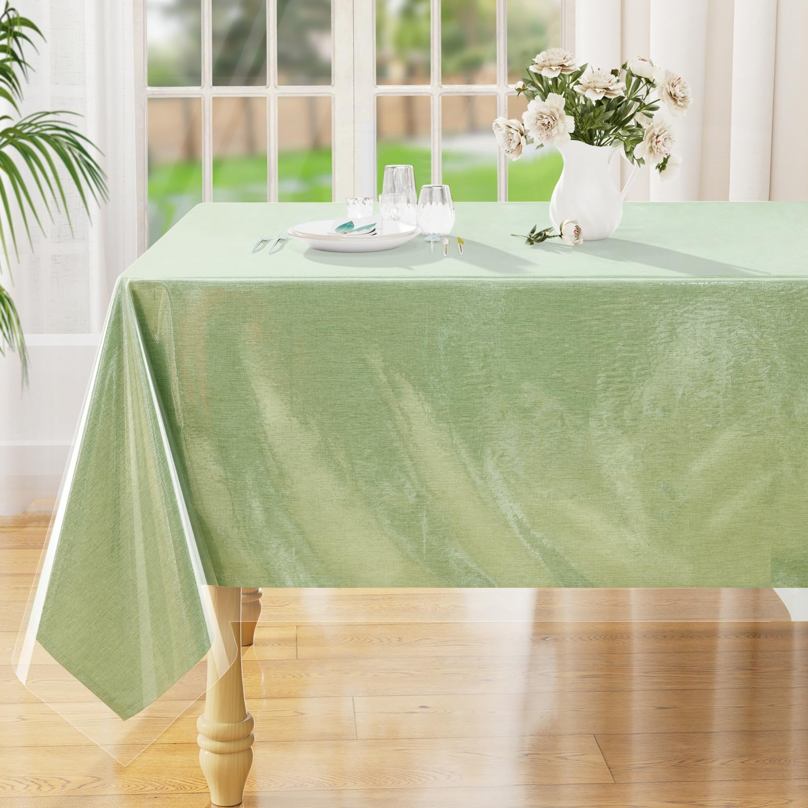 smiry Rectangle Clear Table Cloth 52x70 Inch  Waterproof Wipeable Vinyl Tablecloths Protector  Oil Spill Proof Transparent Plastic Table Cover for Dining  Picnic  Camping  Outdoor