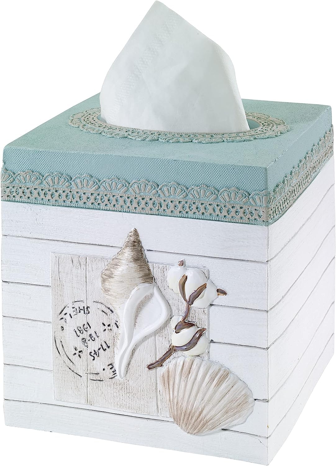 Avanti Linens - Tissue Box Cover, Farmhouse Chic Bathroom Accessories (Farmhouse Shell Collection)