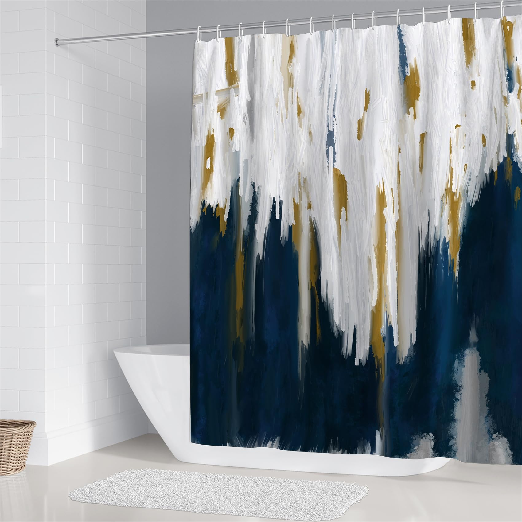 Apxpf 4 Pcs Blue Bathroom Set Shower Curtains For Bathroom Washable Shower Curtain Set With Rugs Bathroom Decor Shower Curtain S