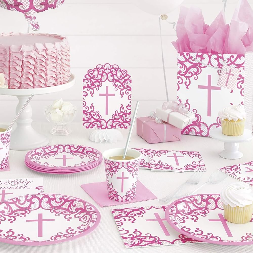 Fancy Pink Cross Luncheon Napkins (Pack Of 16) - Elegant Party Essential For Religious Events And Any Occasions