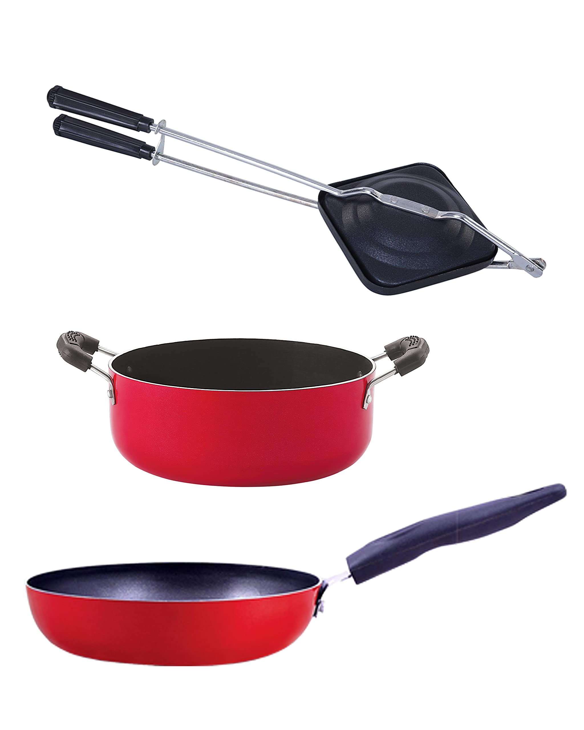 Nirlon Non Stick Aluminium Cookware Essential Gift Set With Bakelite Handle, 3 Pieces(Cvg_Ht_Cs24)