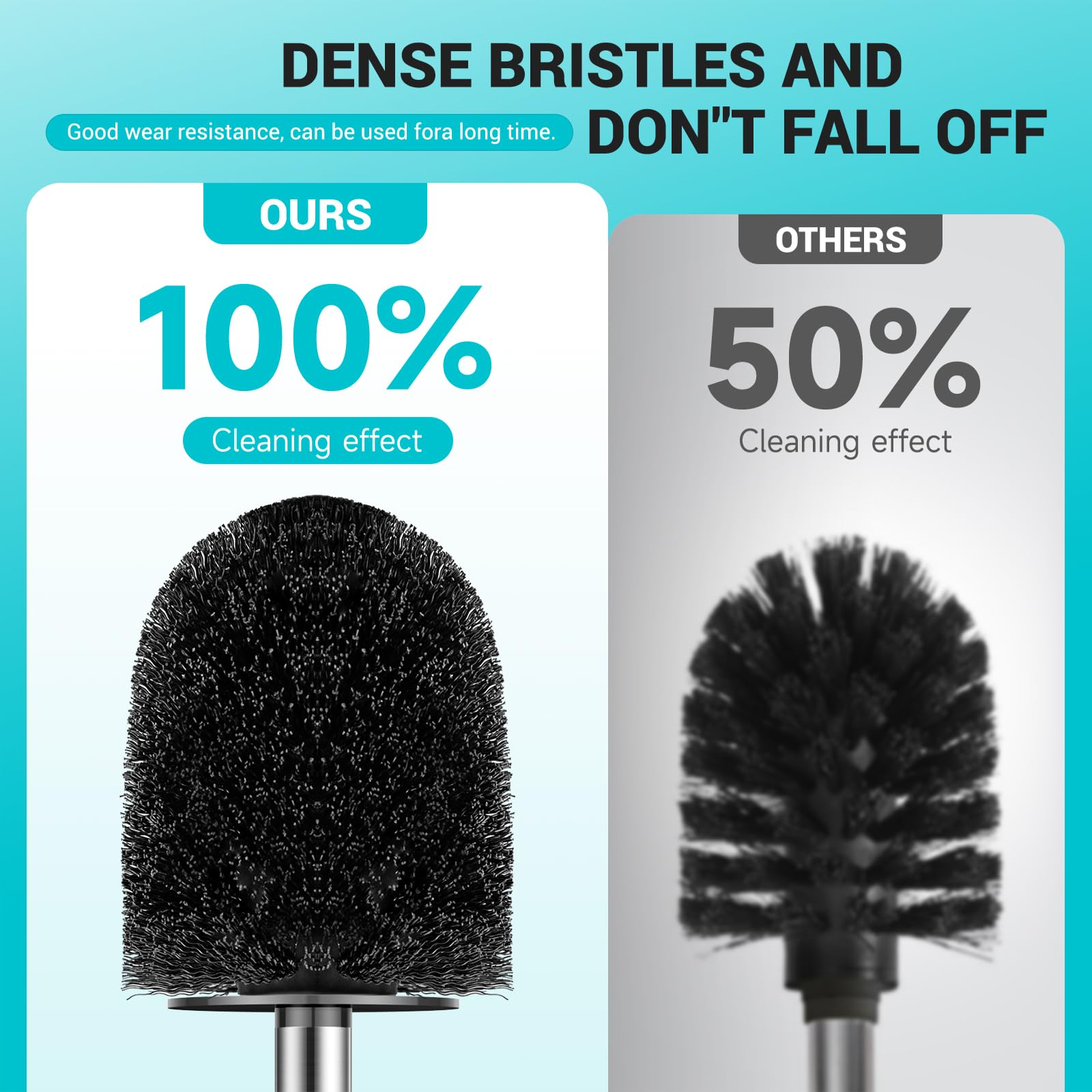 Aonez Compact Size Toilet Brush & Holder, 3 Pack, Stainless Steel Handle, Space Saving For Storage, Drip-Proof, Easy To Assemble