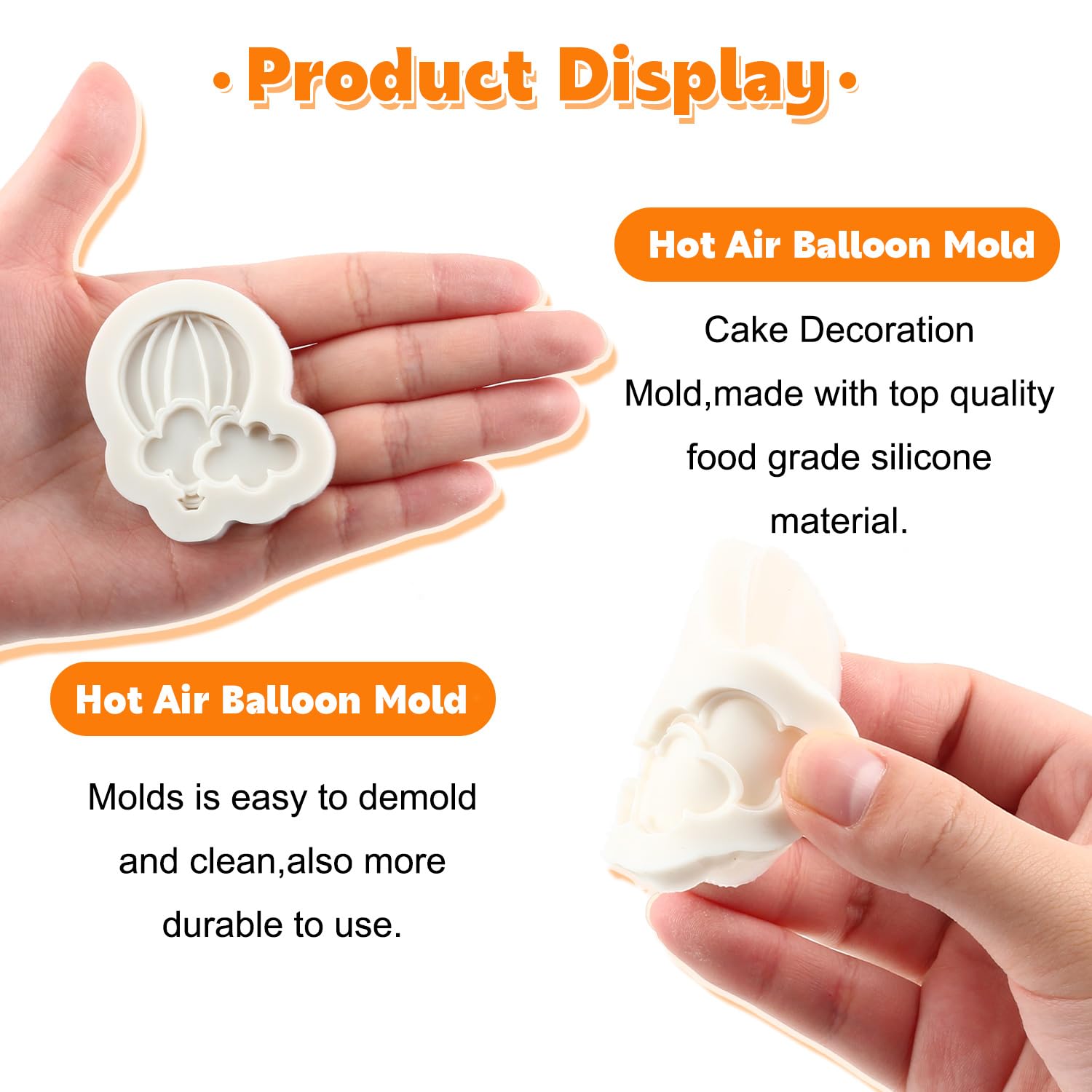 Rfghac Hot Air Balloon Fondant Mold Cloud Balloon Cake Decorating Silicone Molds For Cupcake Topper Cake Decoration Chocolate Ca