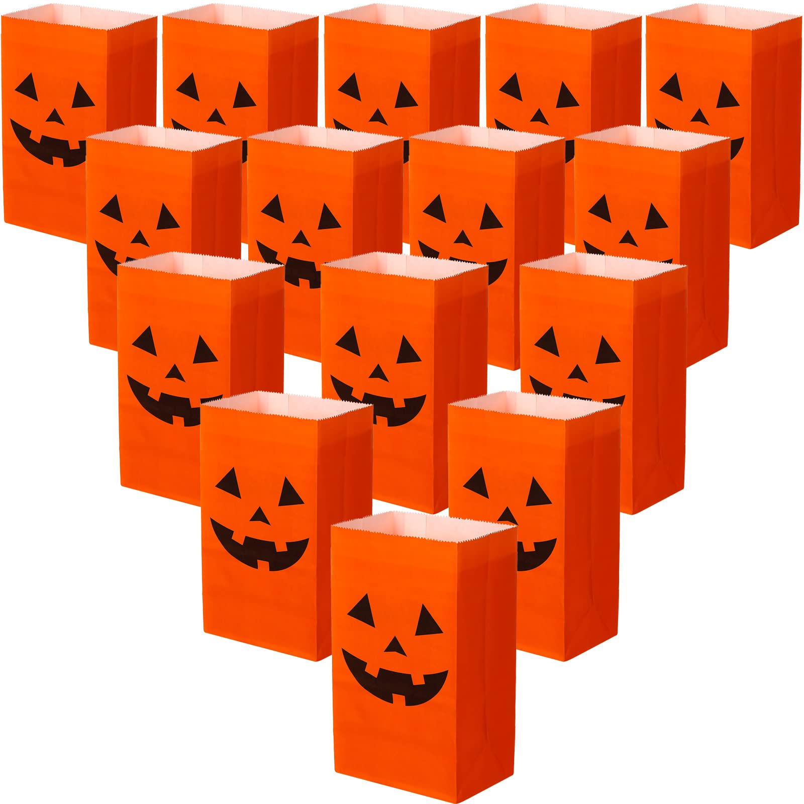 Tatuo Halloween Pumpkin Paper Bags Candy Party Bags Present Paper Bags Grocery Bags Crafting Paper Bags Lunch Flat Bottom Hallow