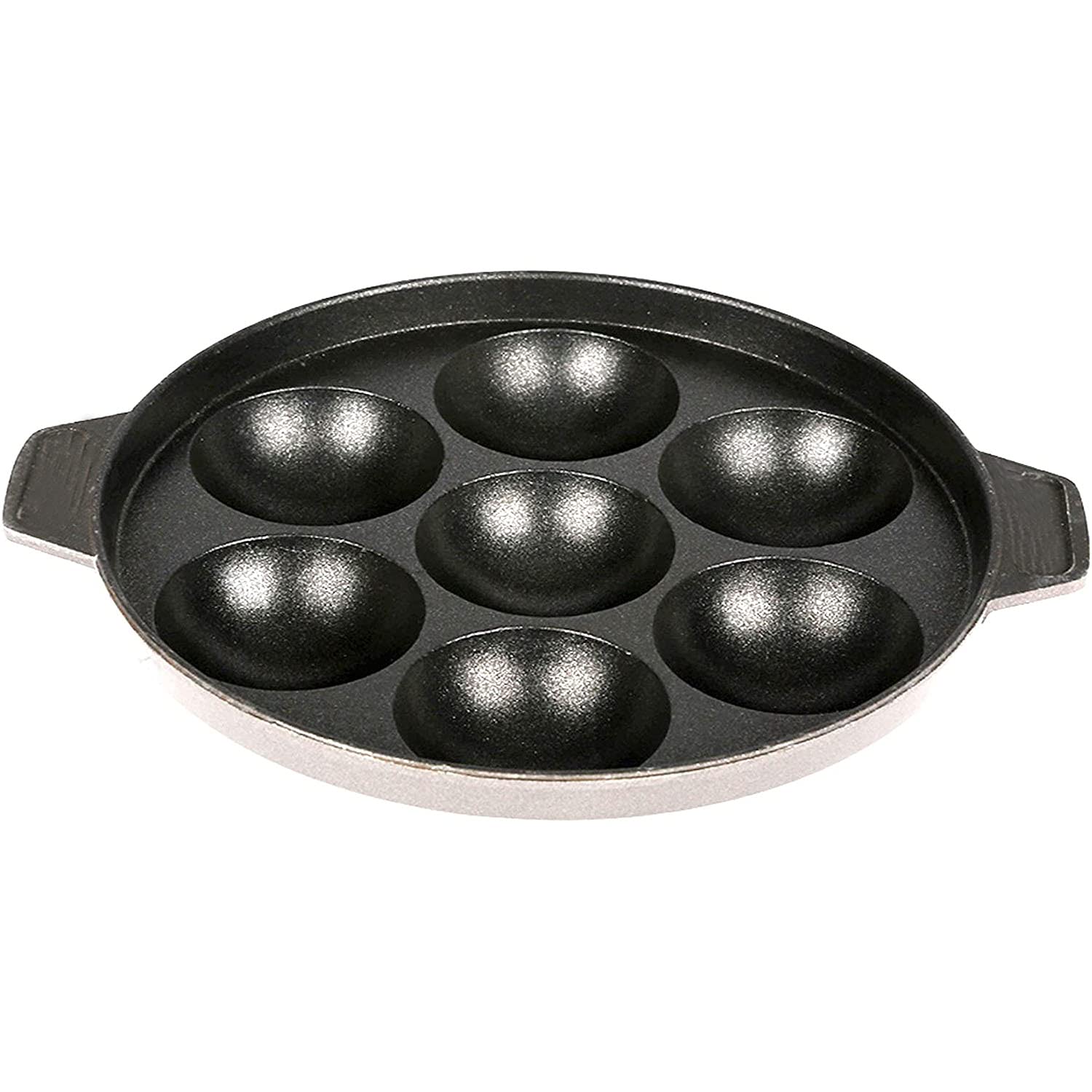 G & D Non Stick Appam Pan with Stainless Steel Lid - 7 Pits, Multicolor, Aluminum, Model DC0474, 6.5x6x1.5 Inch