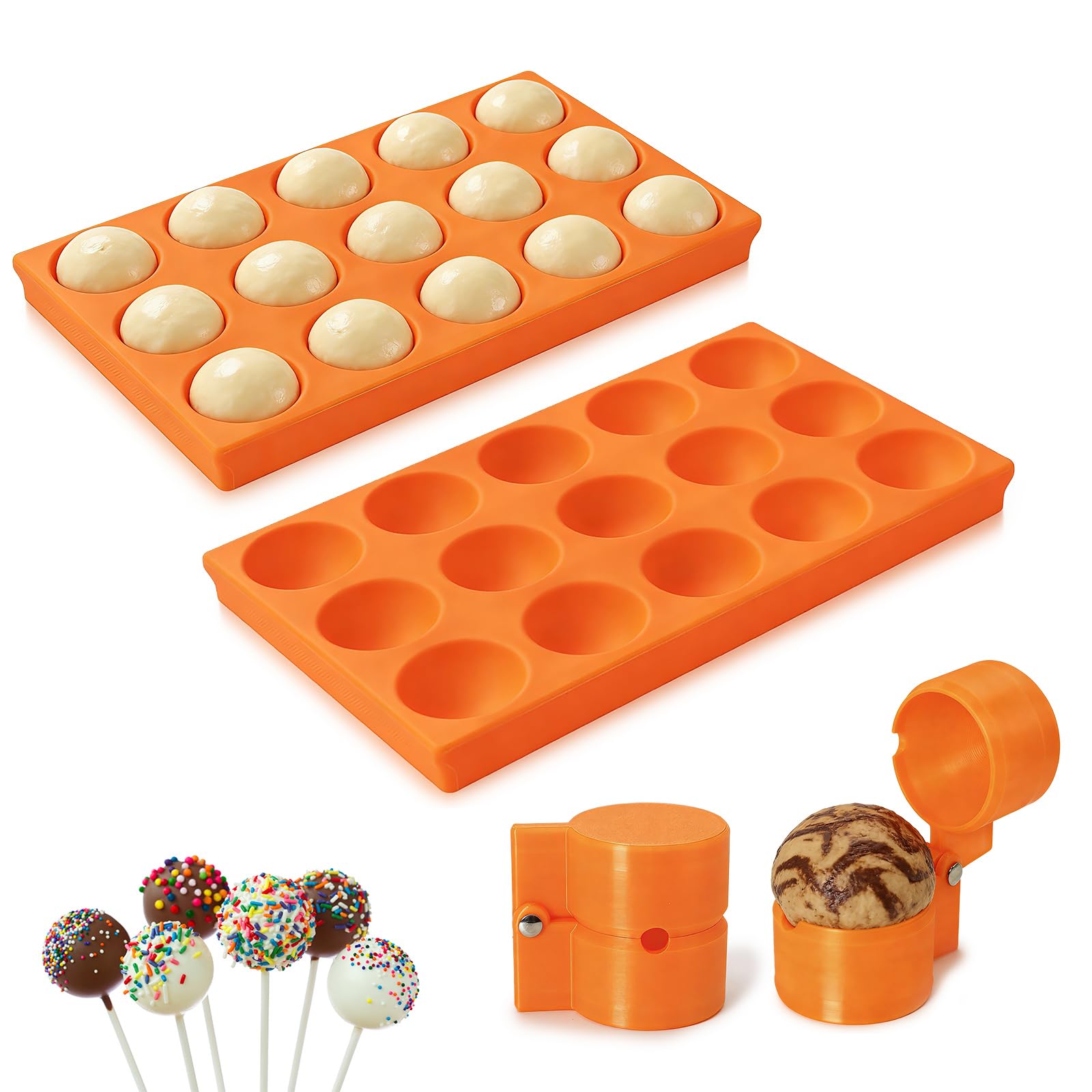 2Pack Round Cake Pop Mold, Cake Pop Kit, Benty Cakes Cake Puck Mold Set,Baking Supplies for Bakery, Holiday Events, Afternoon T
