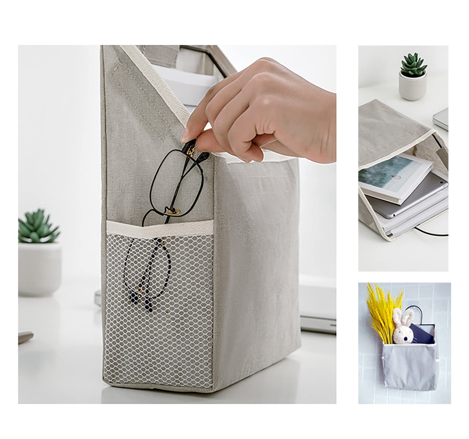 Smaligola 2 Pack Wall Hanging Storage Bag, Hanging Organizer Bag With Sticky Hook, Wall Organizer For Dormitory Bathroom Bedroom