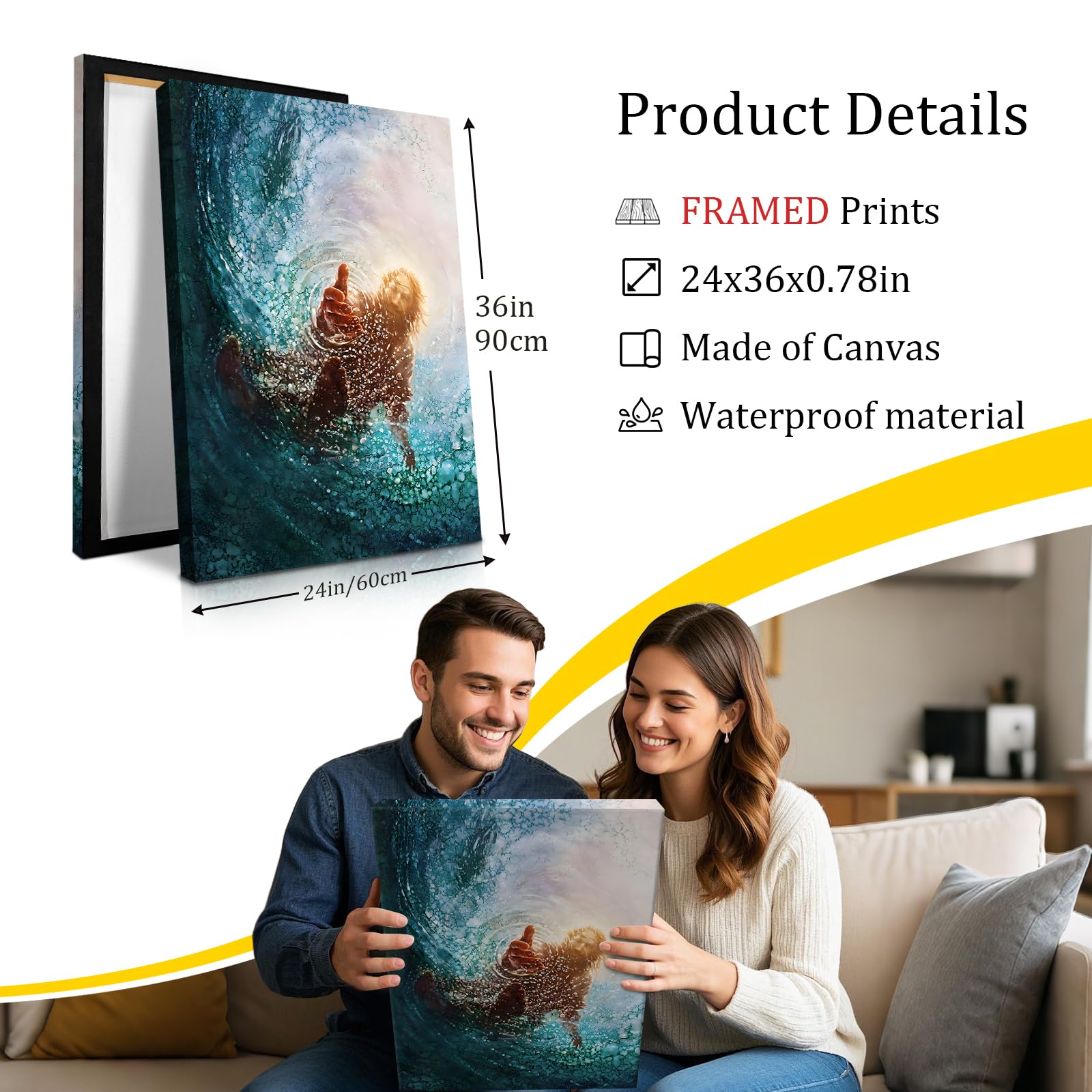 Jesus Christ Canvas Wall Art Jesus Saving Peter From Drowning Modern Religious God Poster Hd Framed Print Painting Picture Artwo