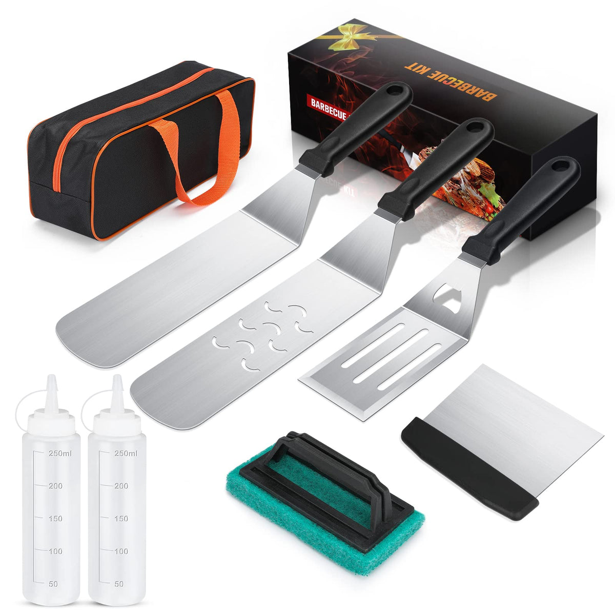 Blackstone Griddle Accessories Kit, 8Pcs Flat Top Grill Accessories Set For Blackstone And Camp Chef, Spatula, Griddle Cleaning