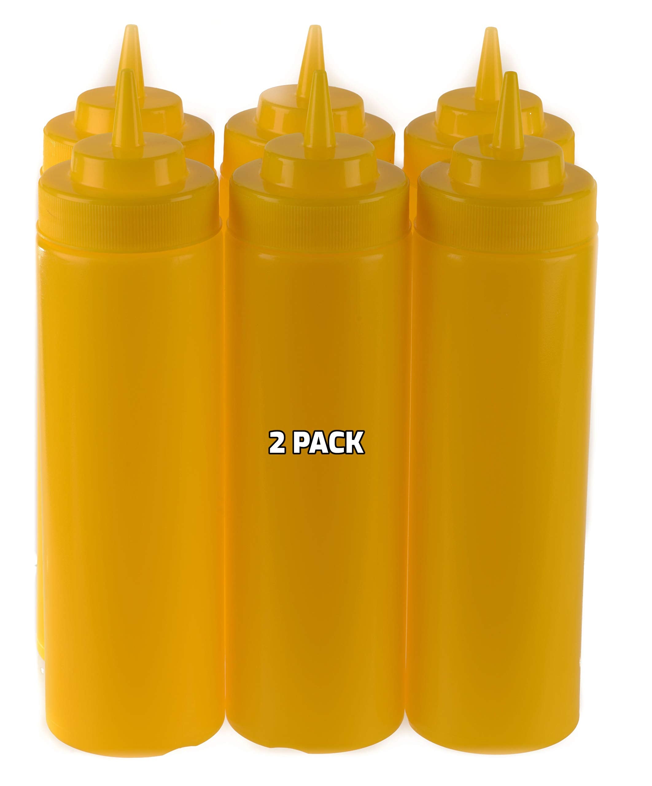[2 Pack] 24 Oz Yellow Plastic Condiment Squeeze Bottles Squirt Bottle For Sauces, Dressing, Arts And Crafts, Ketchup, Mustard, O