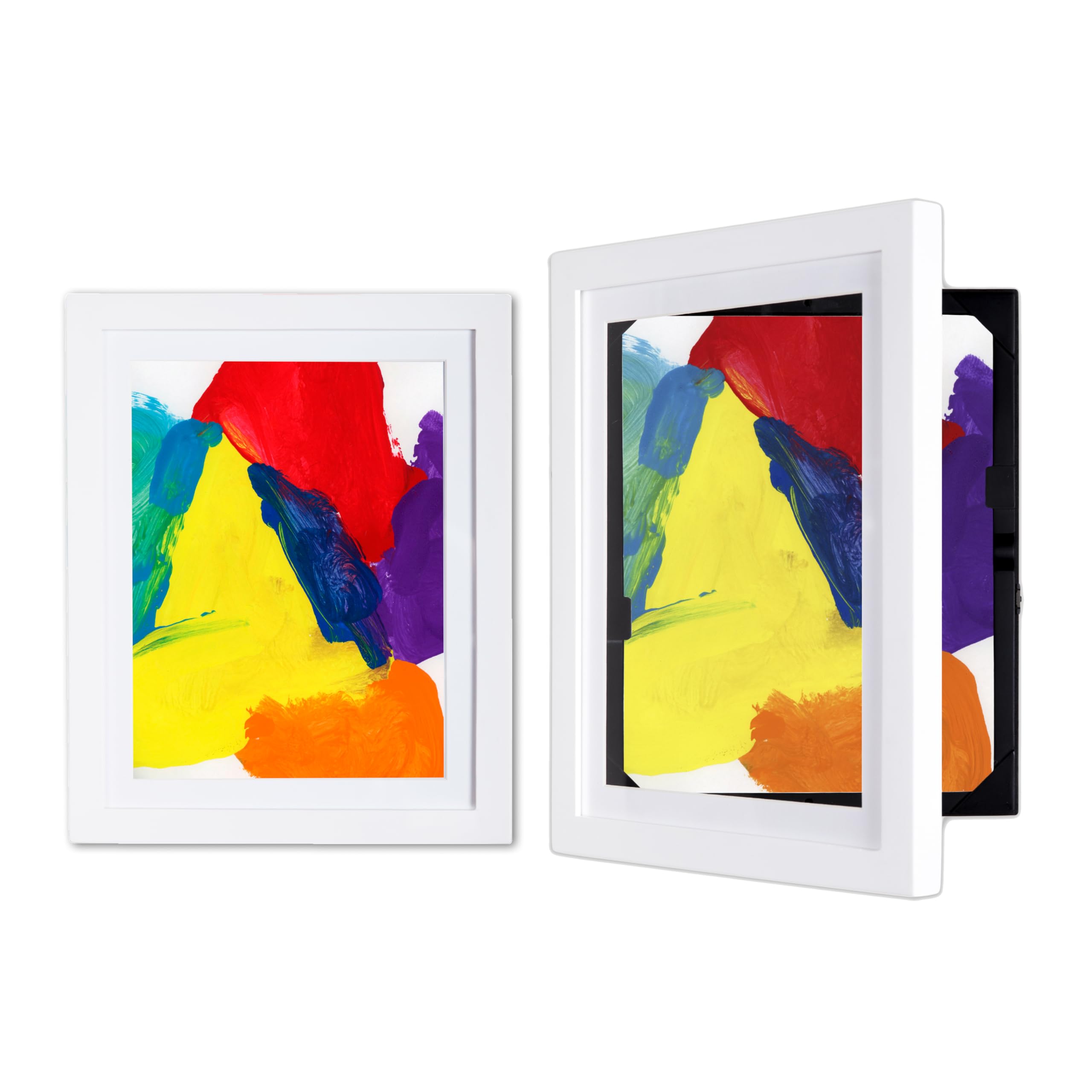 Lil DAVINCI Kids Art Frame Package, 2 EZ Store Wooden Frames, for 8.5x11 items, White, Display Artwork, Prints & Certificates 