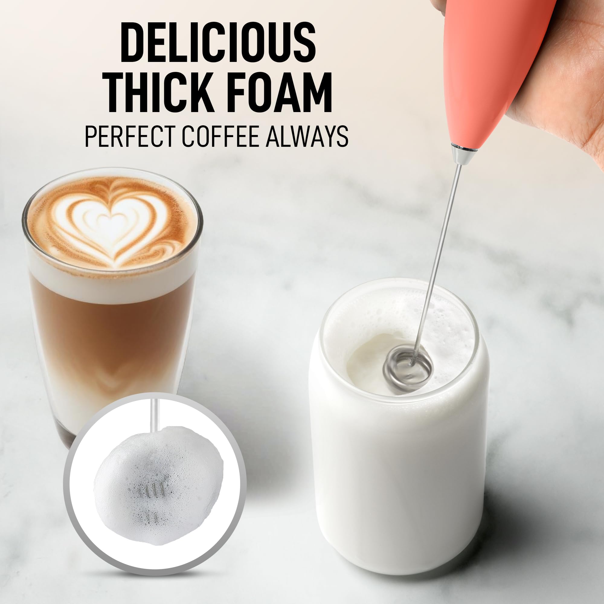 Zulay Kitchen Double Whisk Milk Frother - Handheld Foam Maker for Coffee, Lattes, Matcha, Hot Chocolate & Cappuccinos - Whip Cre