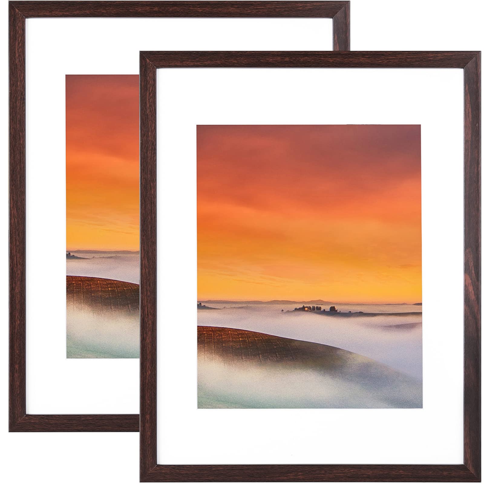 BSRHOME 11x14 Picture Frame Set of 2, Display Pictures 8x10 with Mat or 11x14 Without Mat for Tabletop Display and Wall Mounting