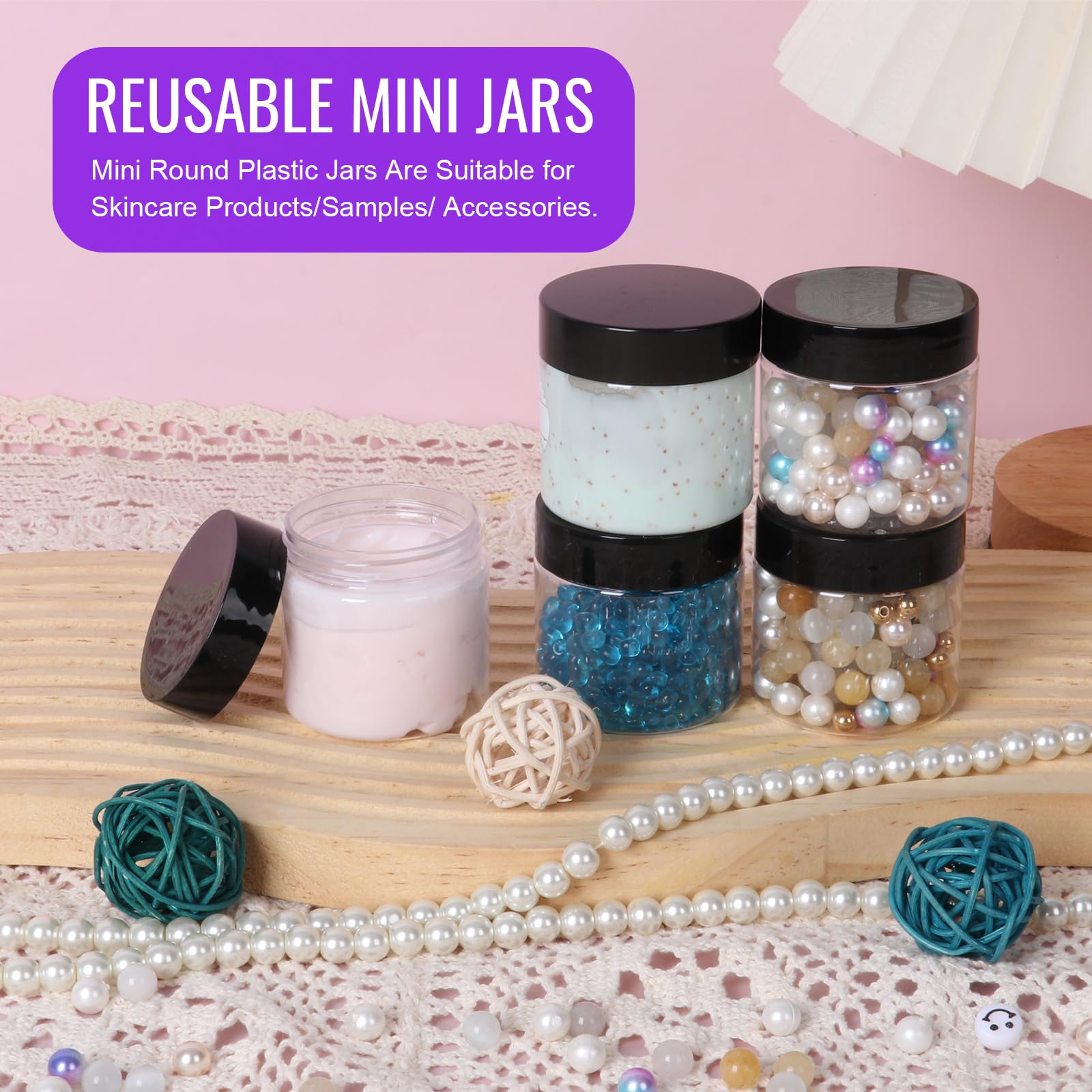 Jaisie.W 2 Oz Plastic Jars With Lids 48Pack,Empty Small Plastic Jars With Lids For Storage, Round Clear Plastic Jars With Lids F