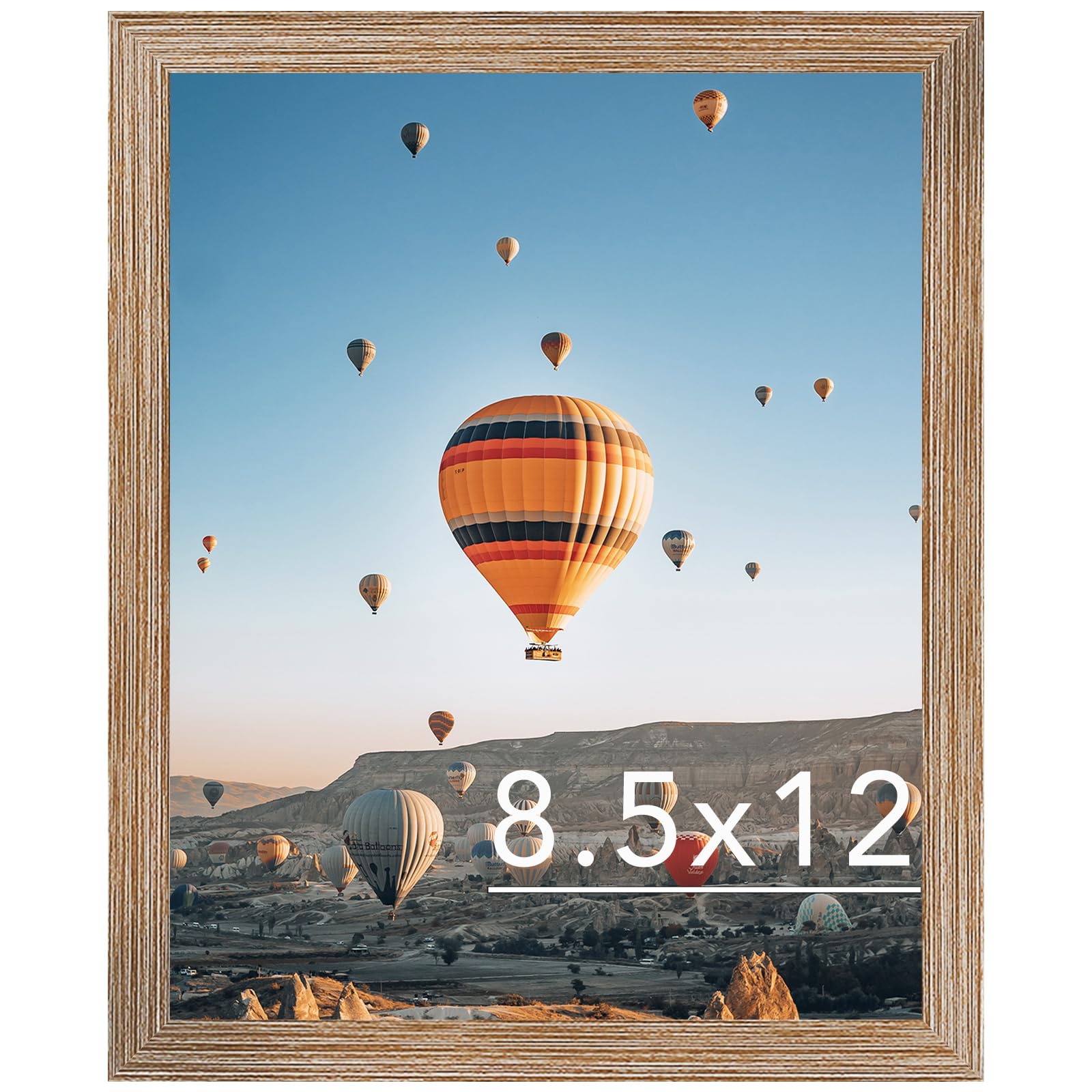 8.5x12 Picture Frame Rustic Brown for Wall Hanging or Tabletop, Wall Mounting Horizontally or Vertically, 8.5 x 12 Wall Gallery 