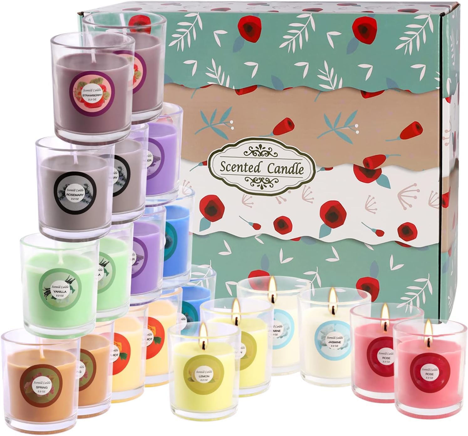 WPONSZU 40pack Scented Candles Gift,Natural Soy Wax Jar Candles,Small Portable Tin Candles Set for Mom,Women,Teachers, Colleague