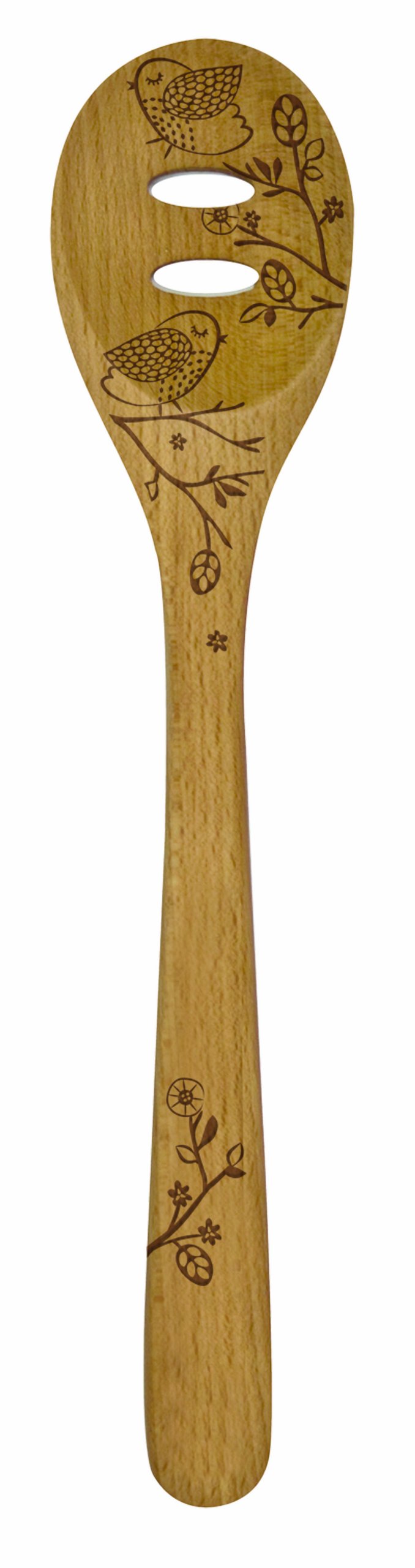 Talisman Designs Laser Etched Beechwood Slotted Cooking-Spoons, Decorative Wooden Utensils