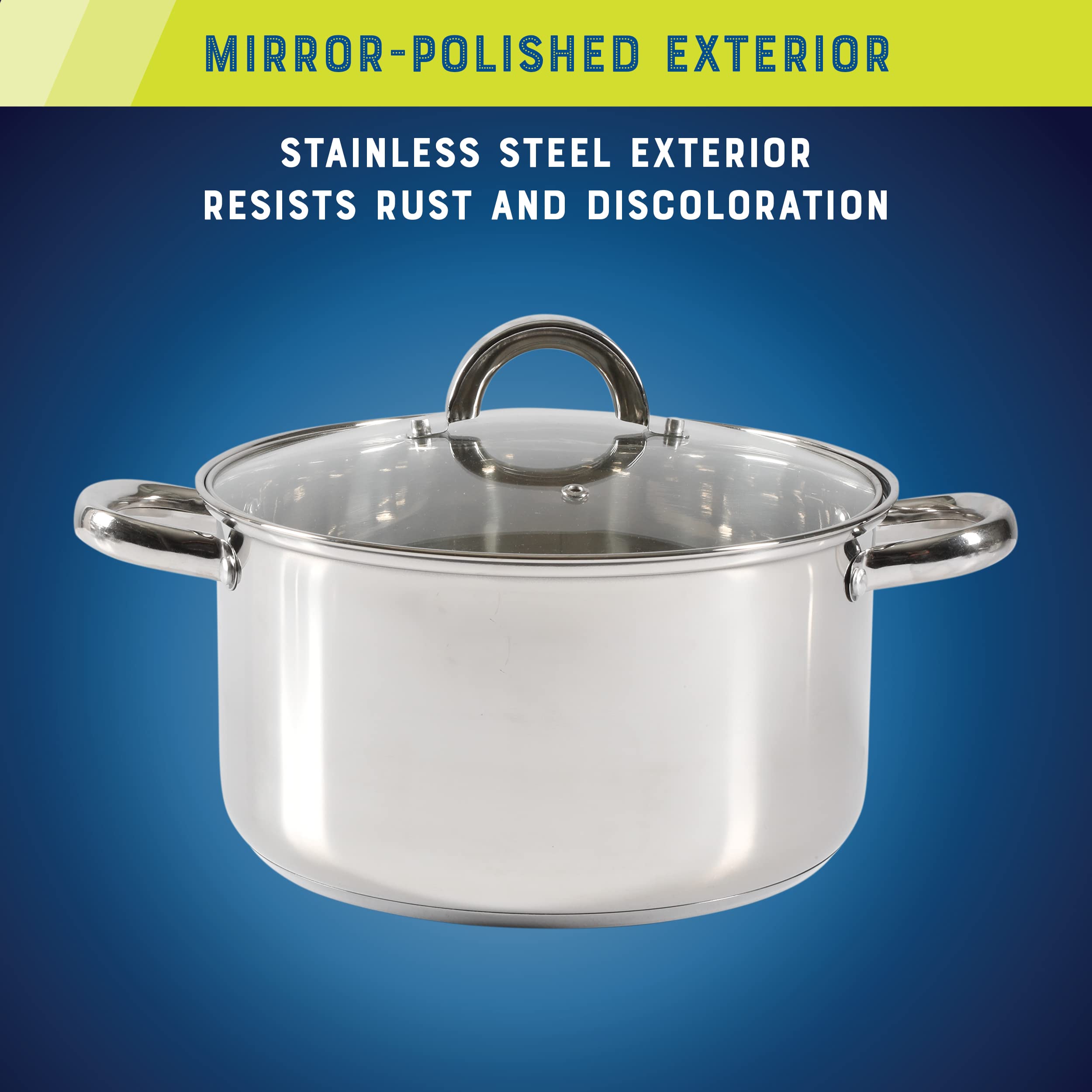Oster Sangerfield 12-Piece Stainless Steel Cookware Set With Kitchen Tools, Non-Stick Pots and Pans, Durable Oven Safe Cookware